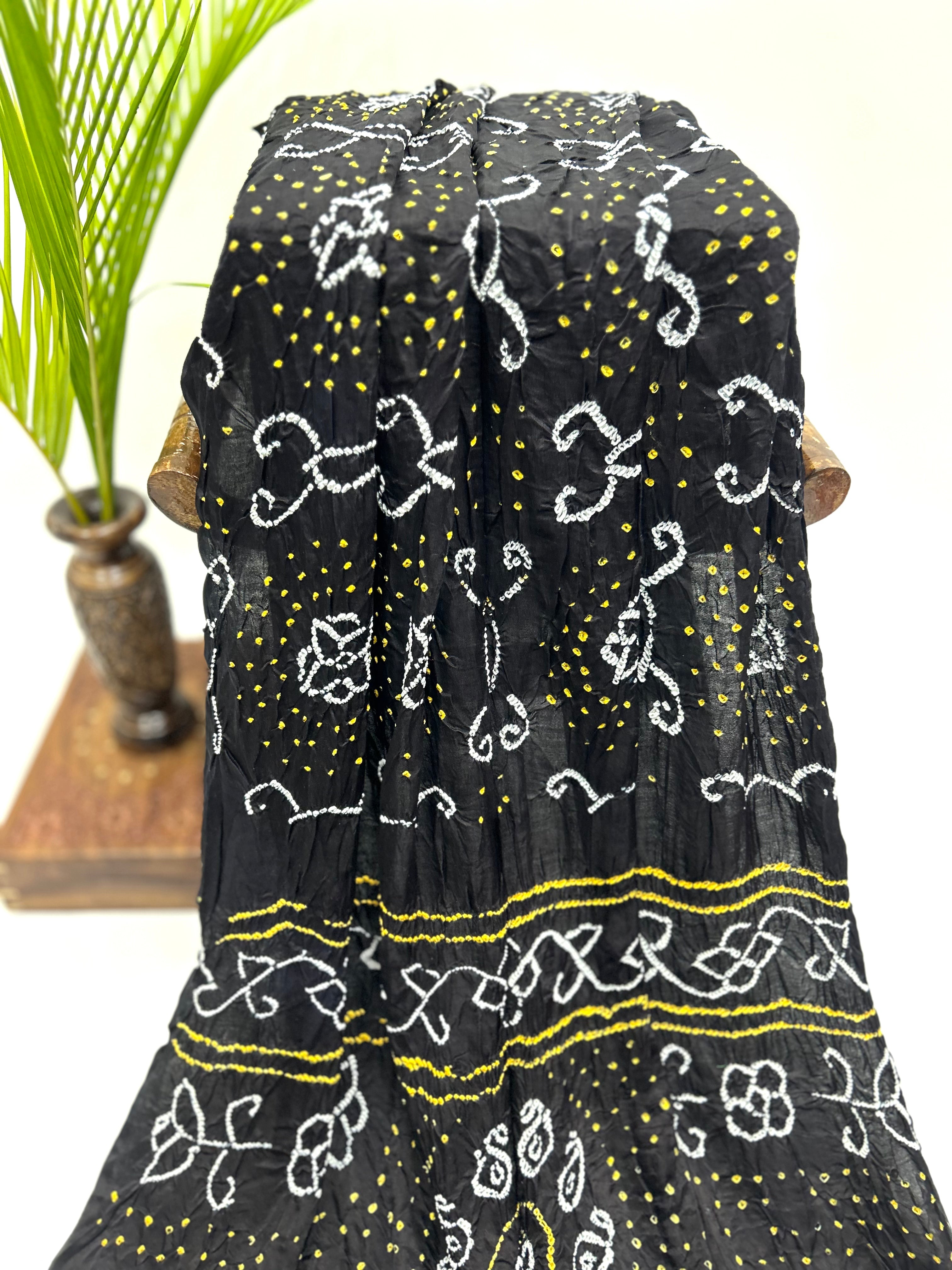 Black Gajji Fancy Bandhani Saree Sarees