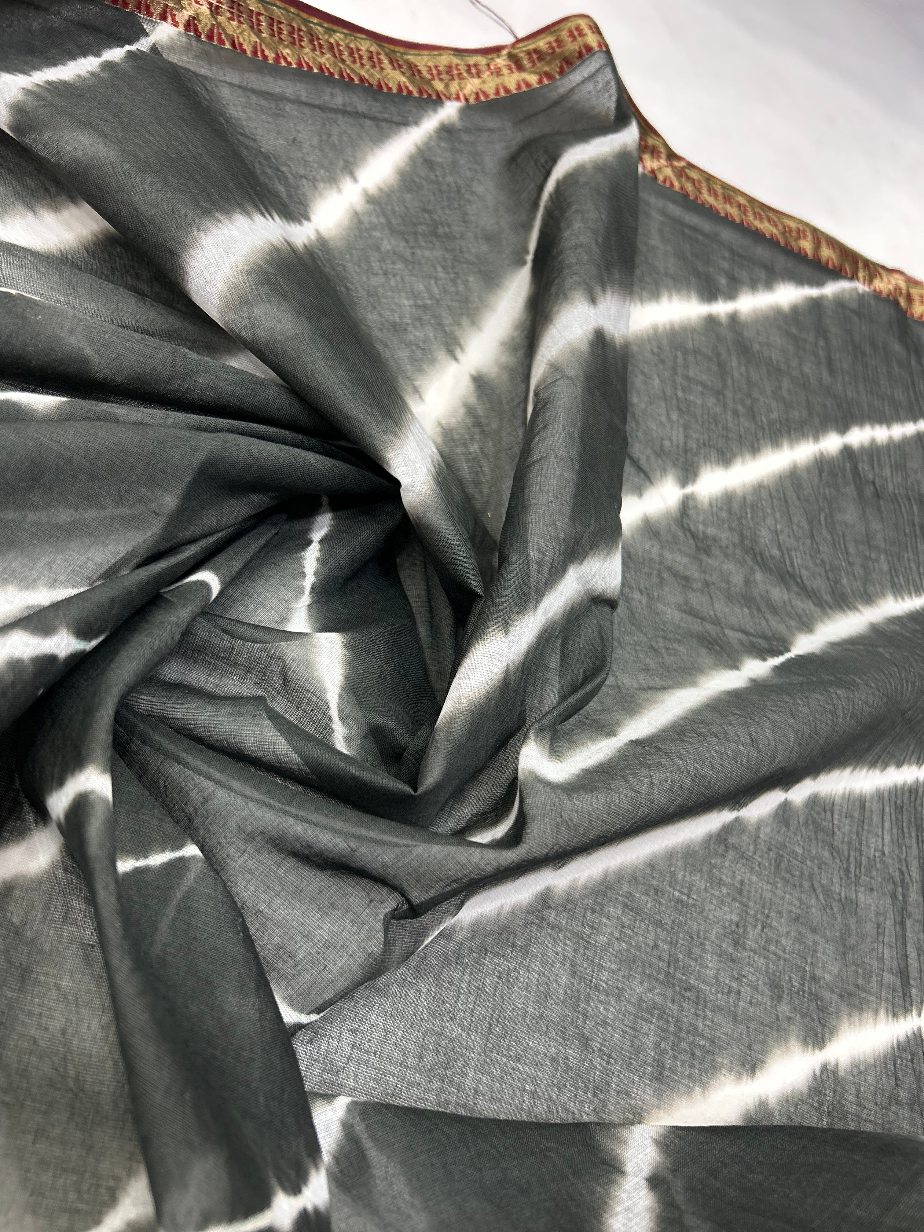 Mustard-Grey Cotton Laheriya Dress Material grey / Cotton Dresses