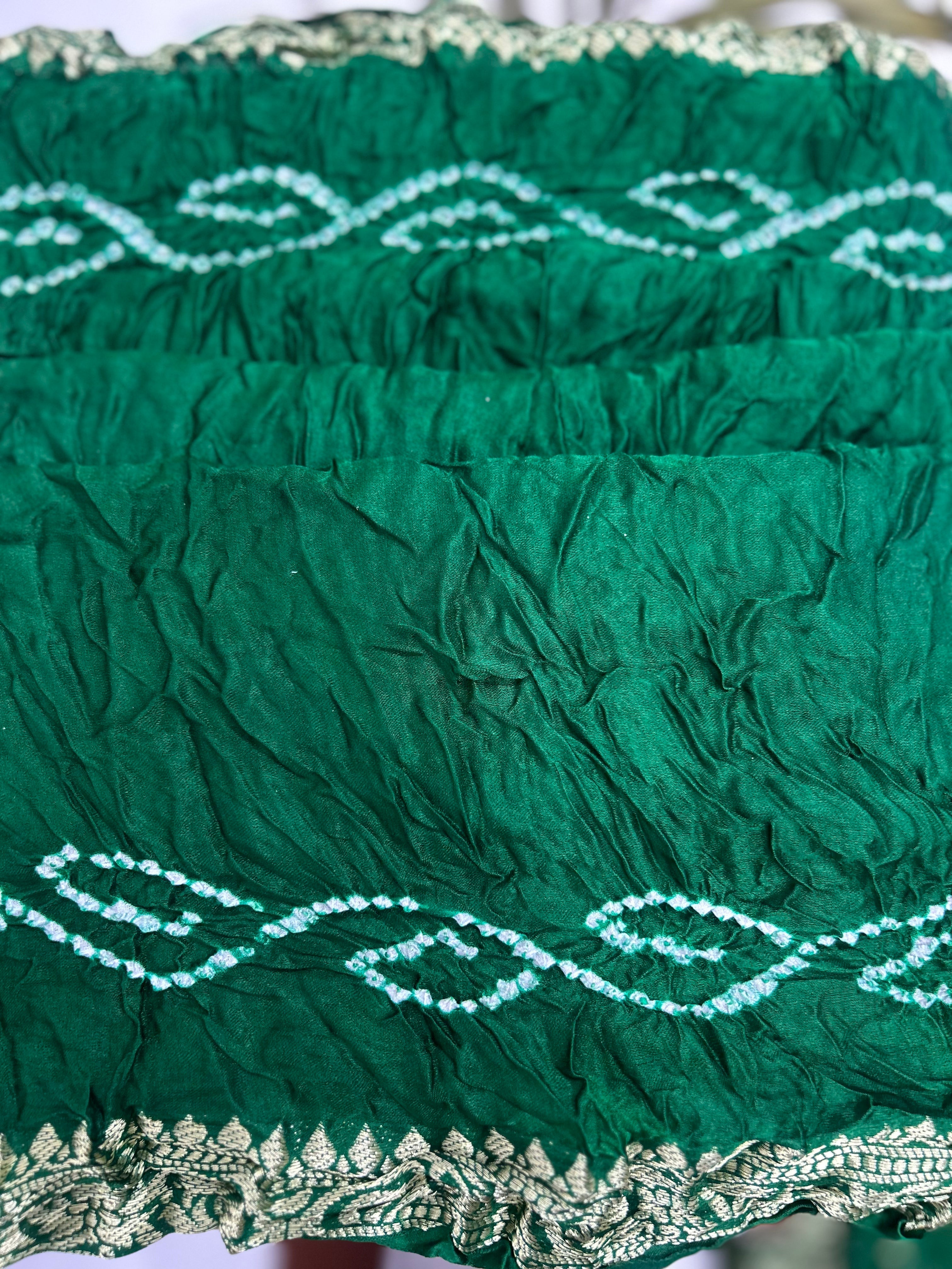 Green Gajji Nakshi Gharchola Bandhani Saree Sarees