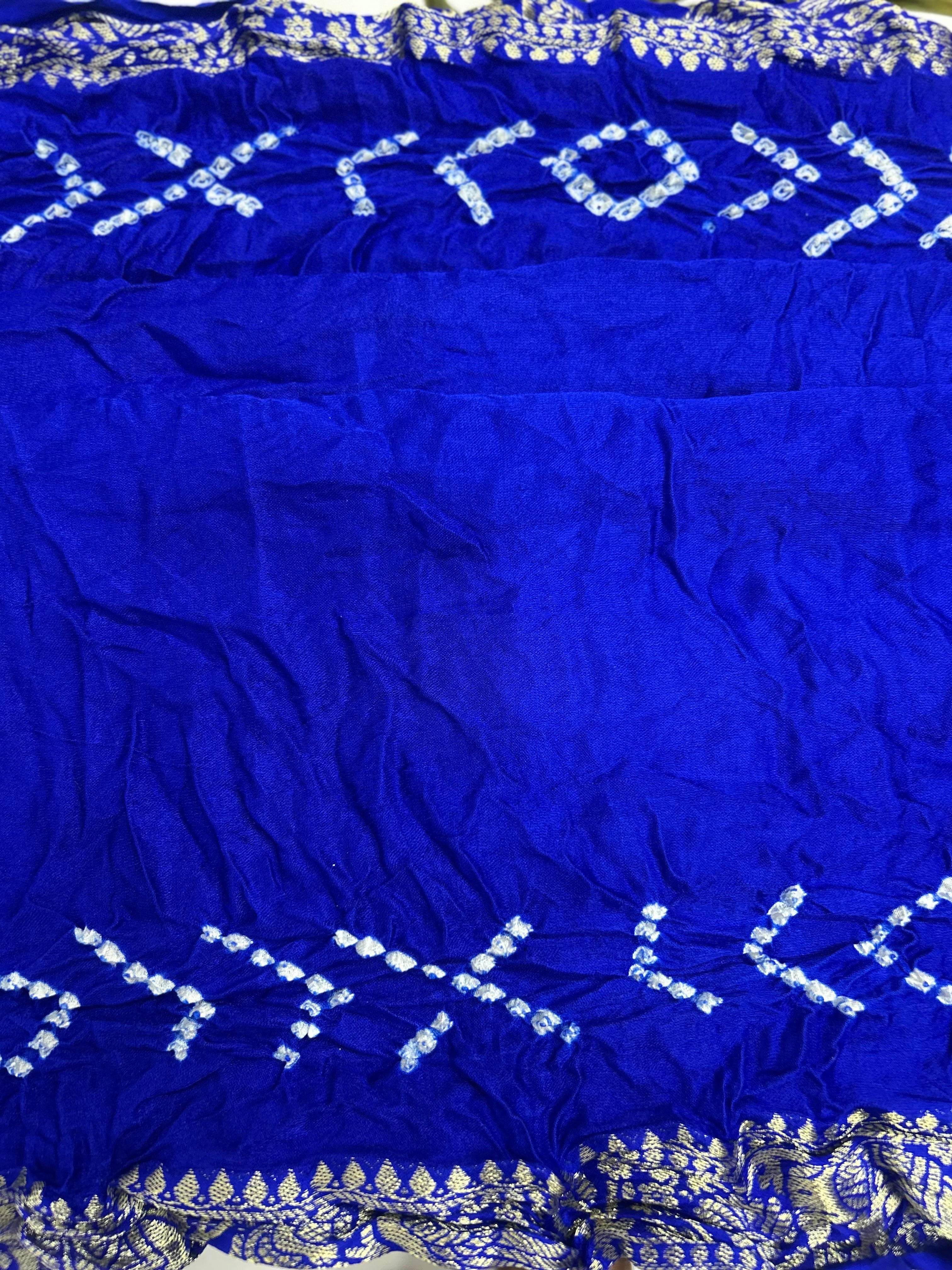 Royal Blue Gajji Nakshi Gharchola Bandhani Saree blue / Gajji Sarees