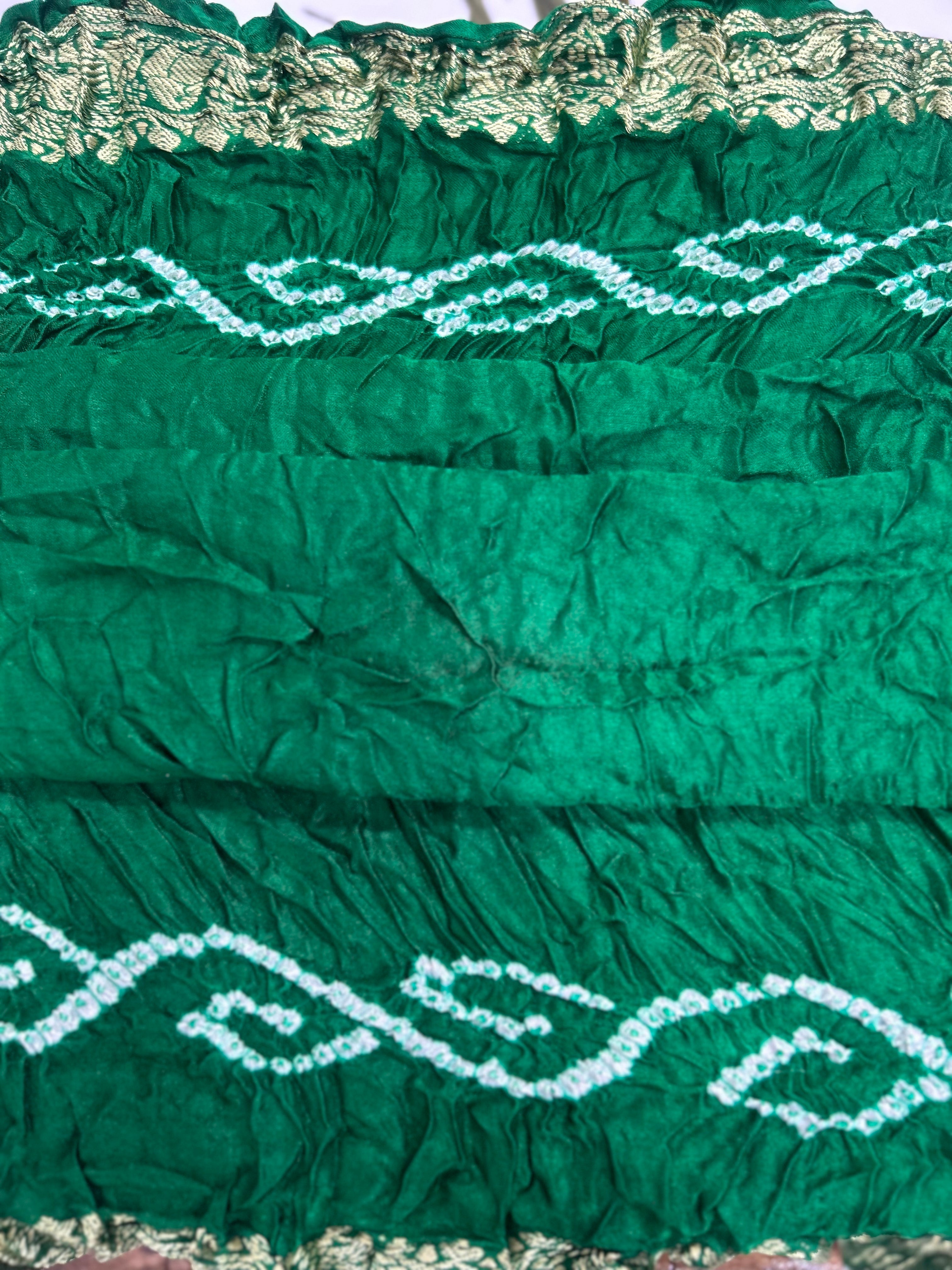Marron Green Gajji Nakshi Gharchola Bandhani Saree Sarees