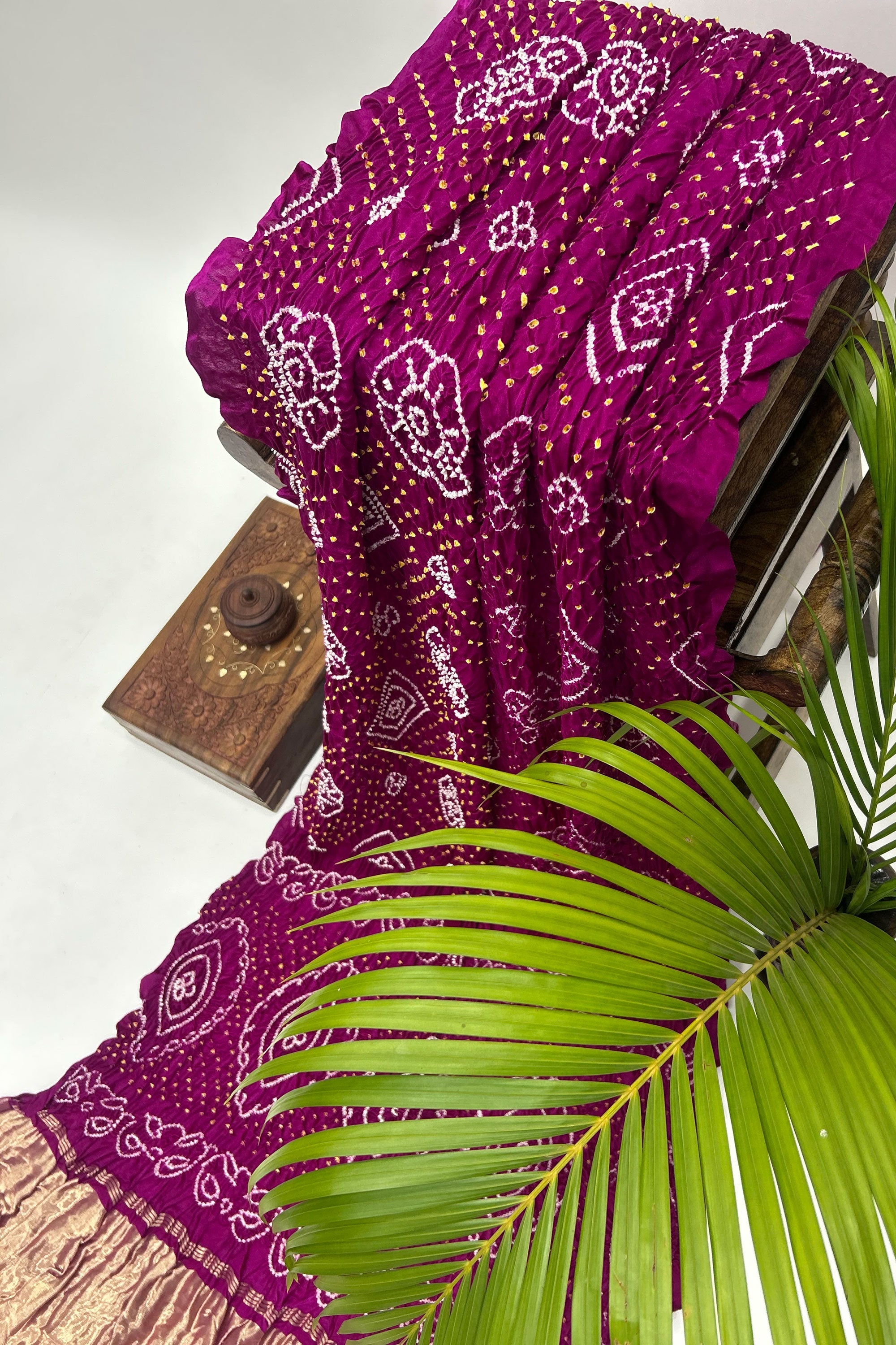 Maganta Gajji Fancy Rai Bandhani Saree Sarees