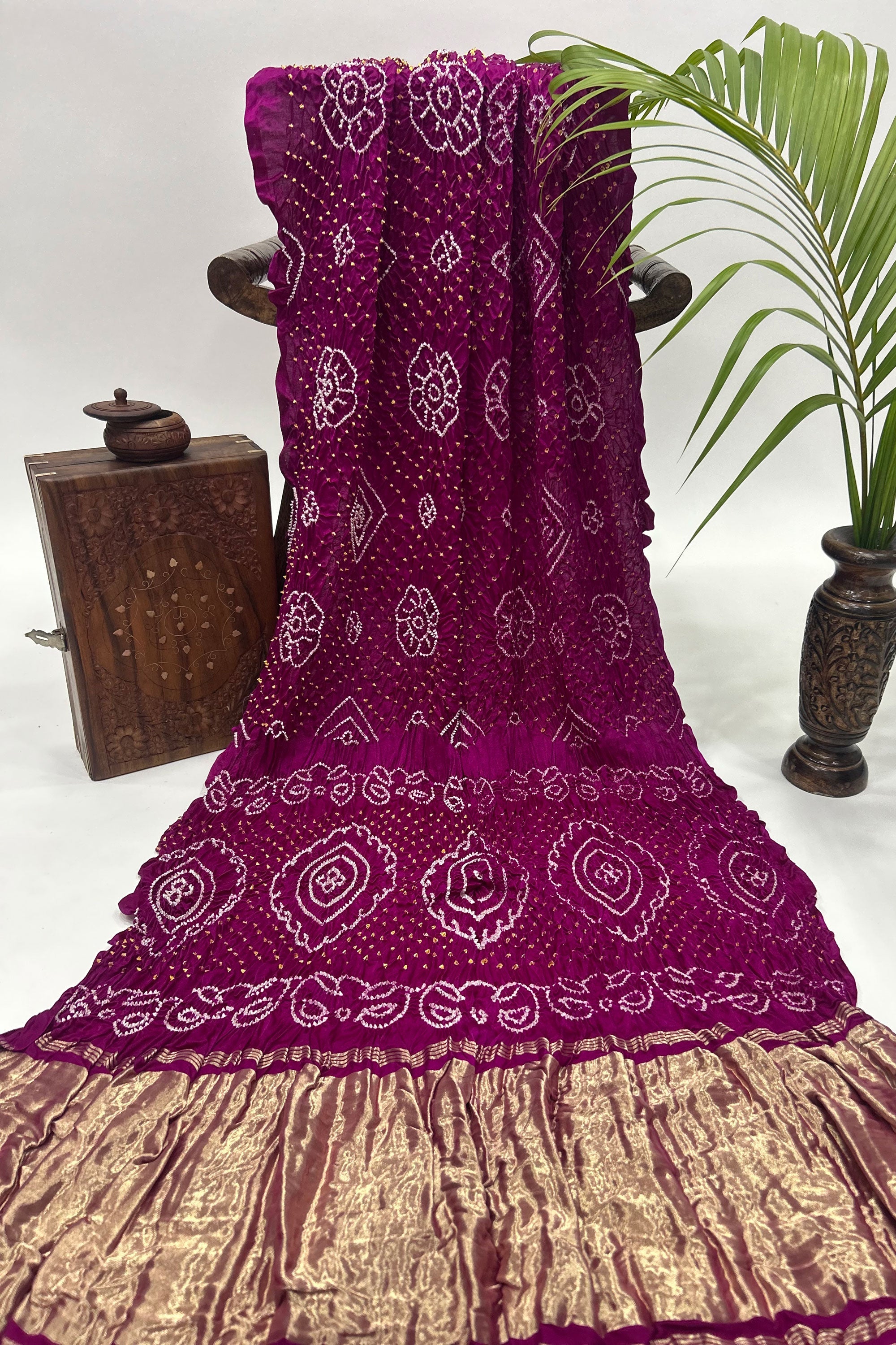 Maganta Gajji Fancy Rai Bandhani Saree Sarees