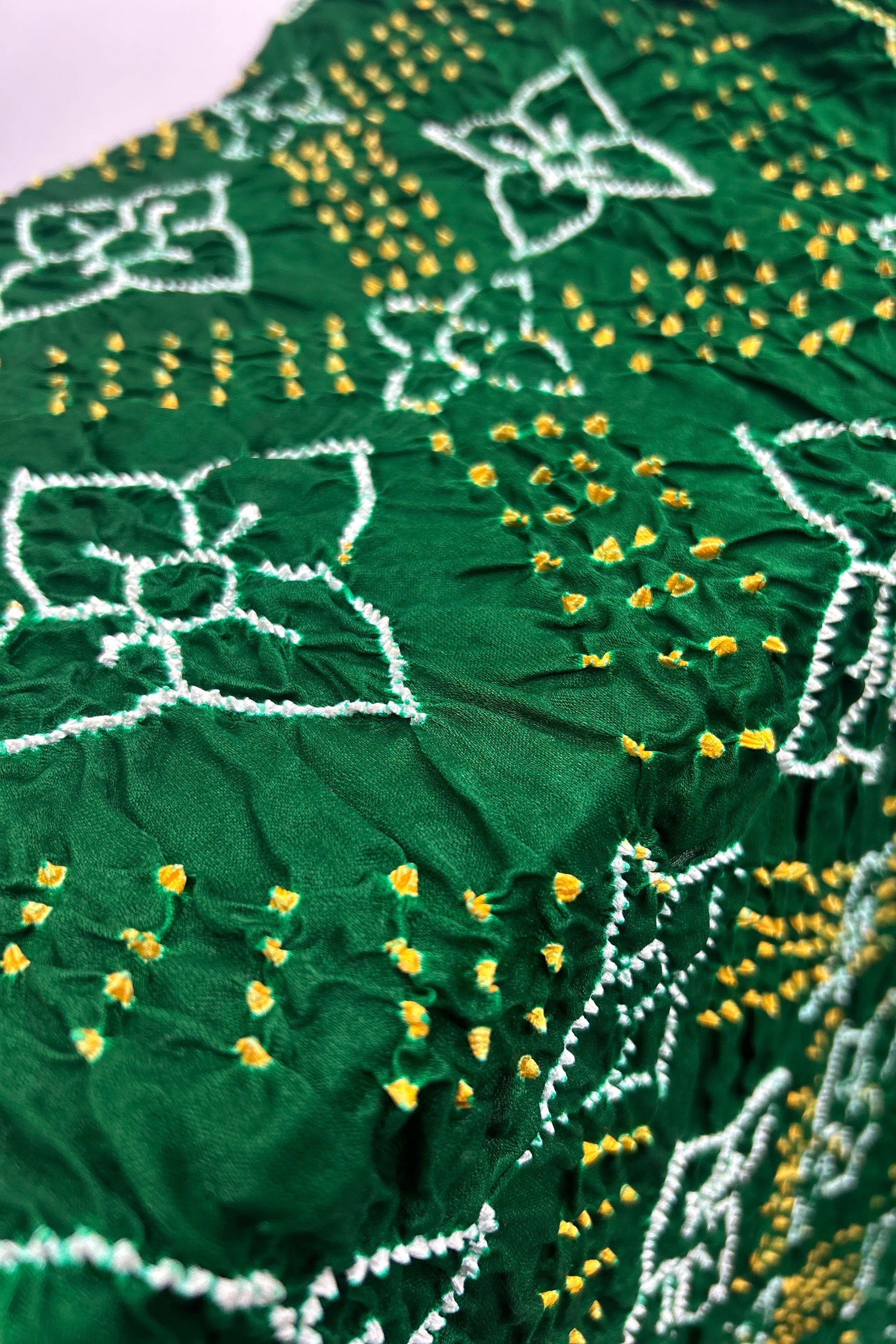 Green Gajji Fancy Rai Bandhani Saree Sarees