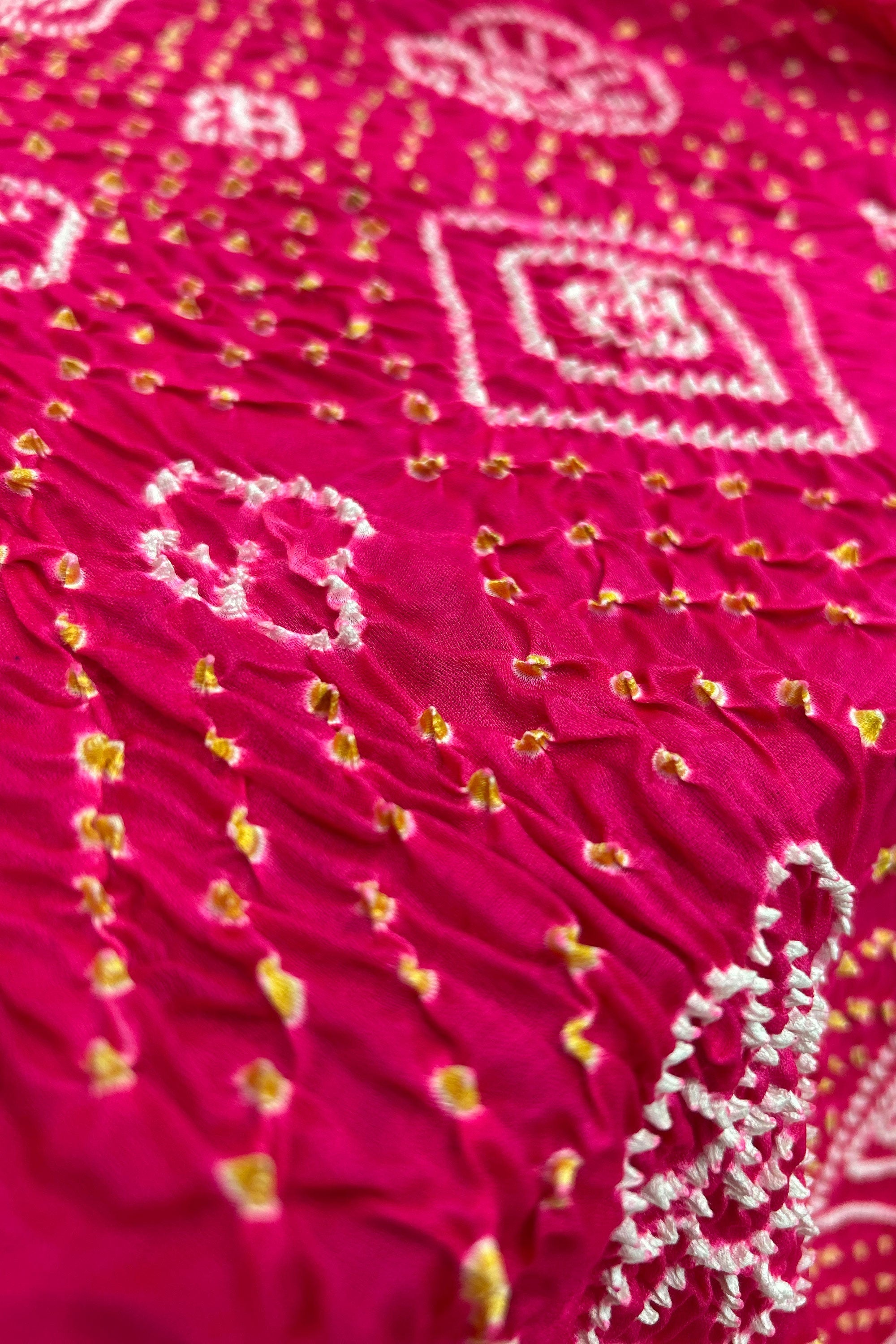 Rani Pink Gajji Fancy Rai Bandhani Saree Sarees