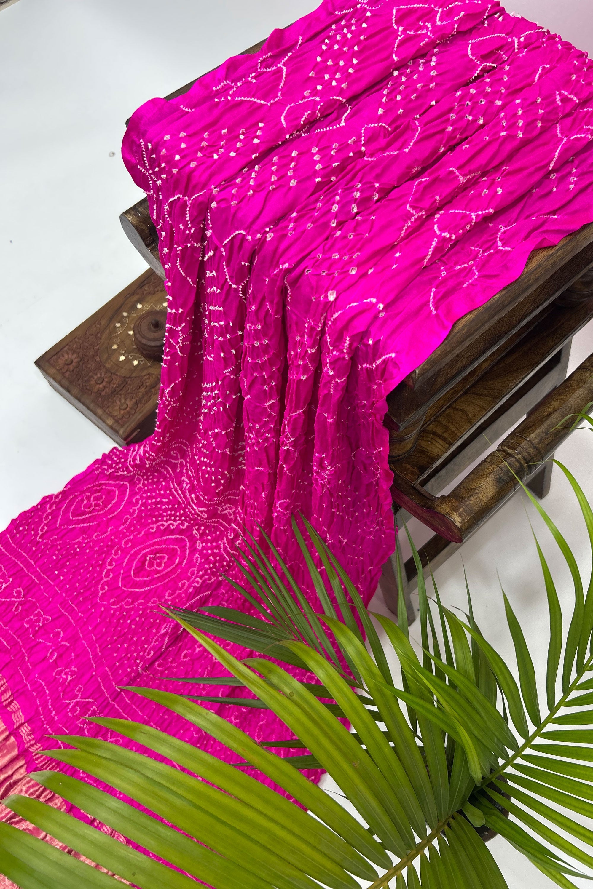Pink Gajji Fancy Rai Bandhani Saree Sarees