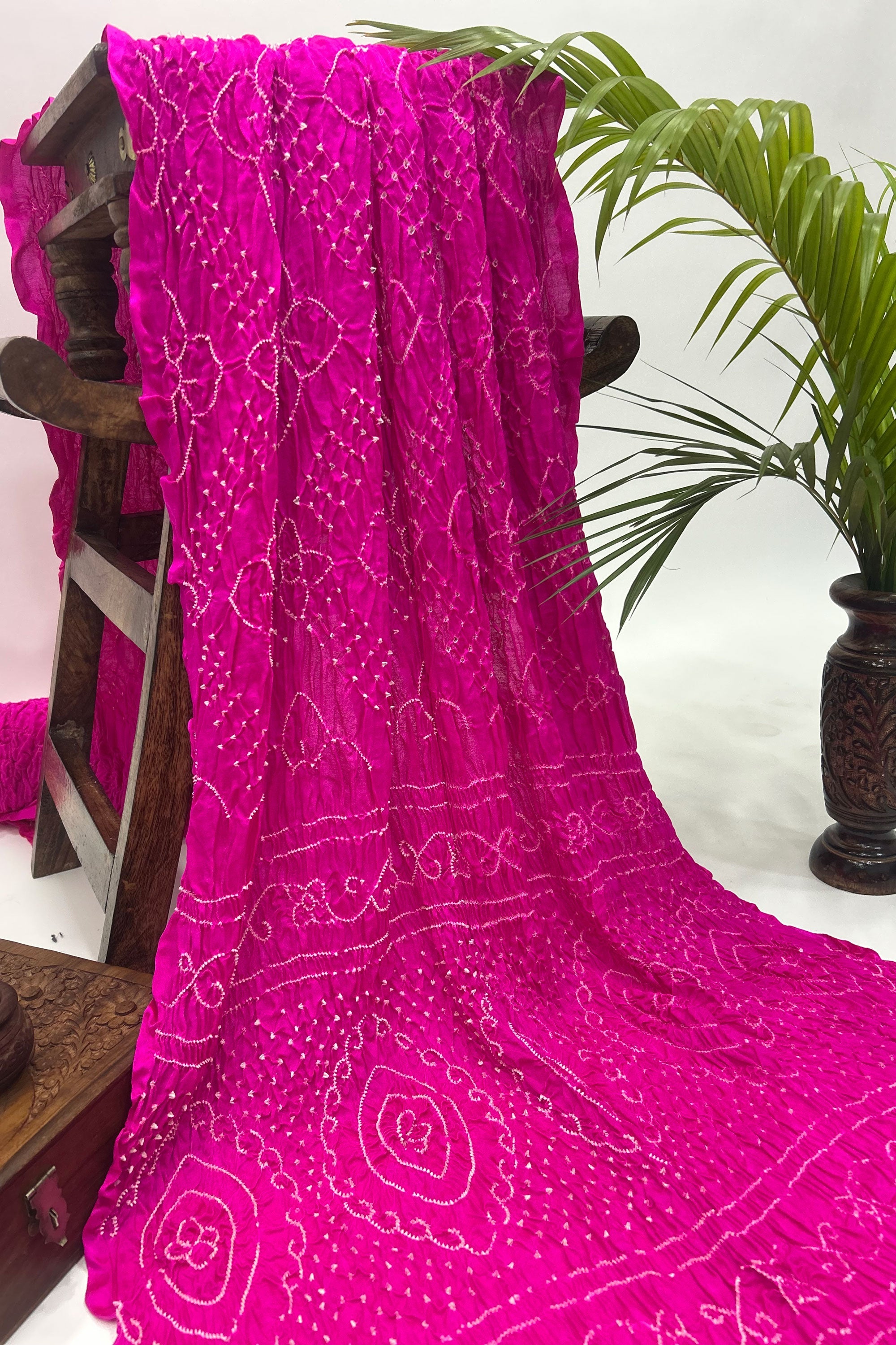 Pink Gajji Fancy Rai Bandhani Saree Sarees