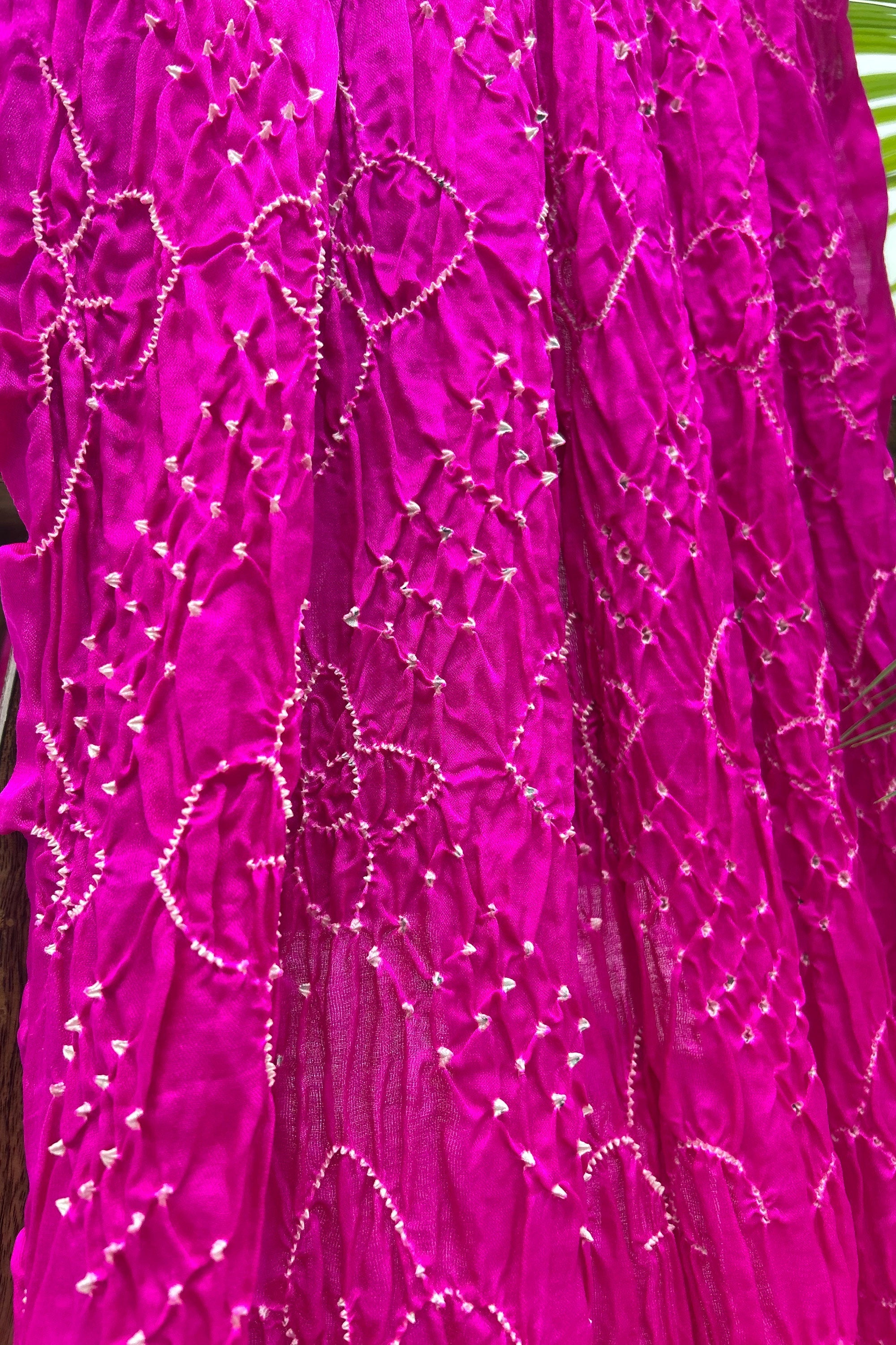 Pink Gajji Fancy Rai Bandhani Saree Sarees