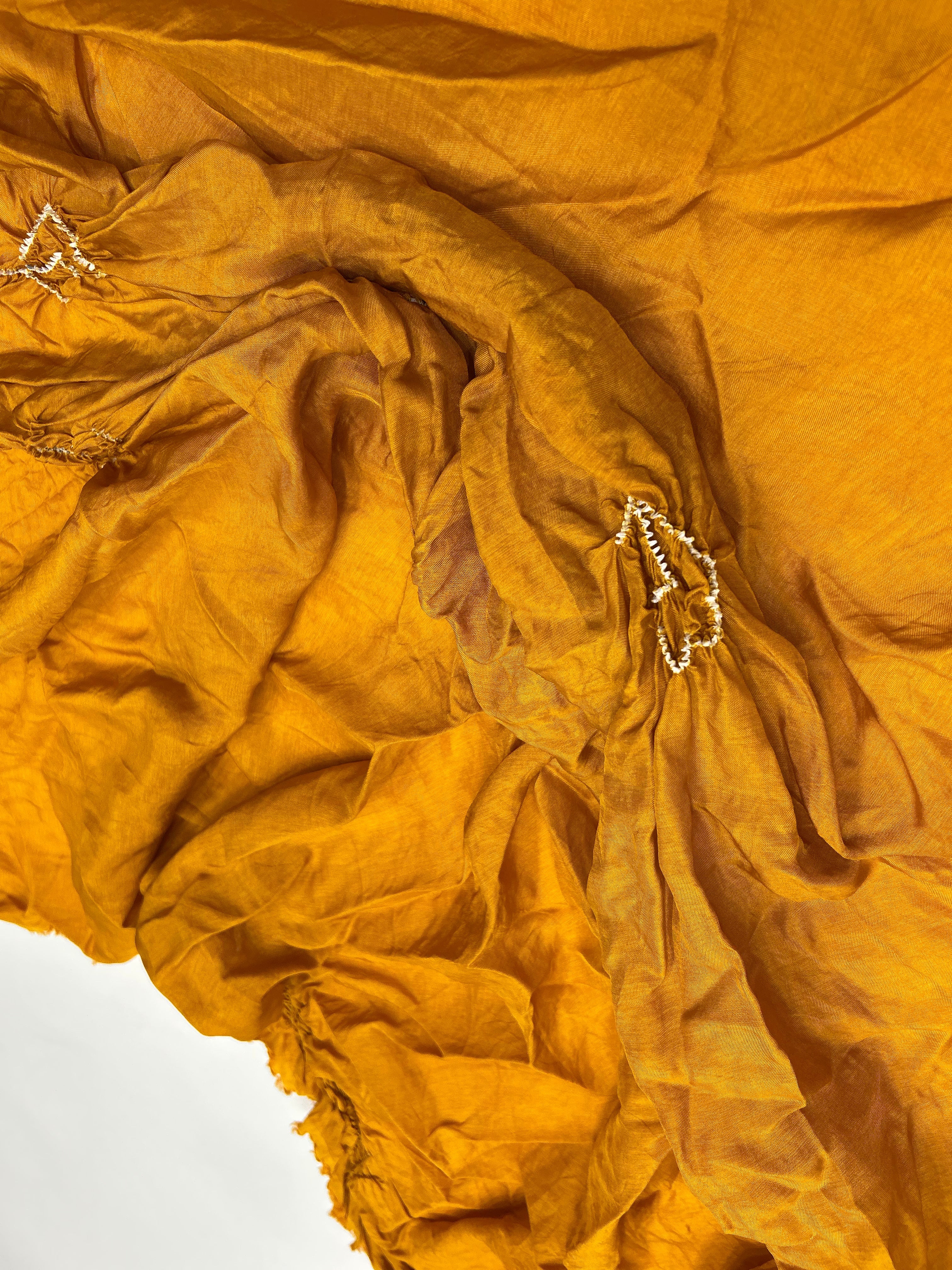 Mustard Dola Silk Bandhani Dress Material orange / Dola Silk Dresses