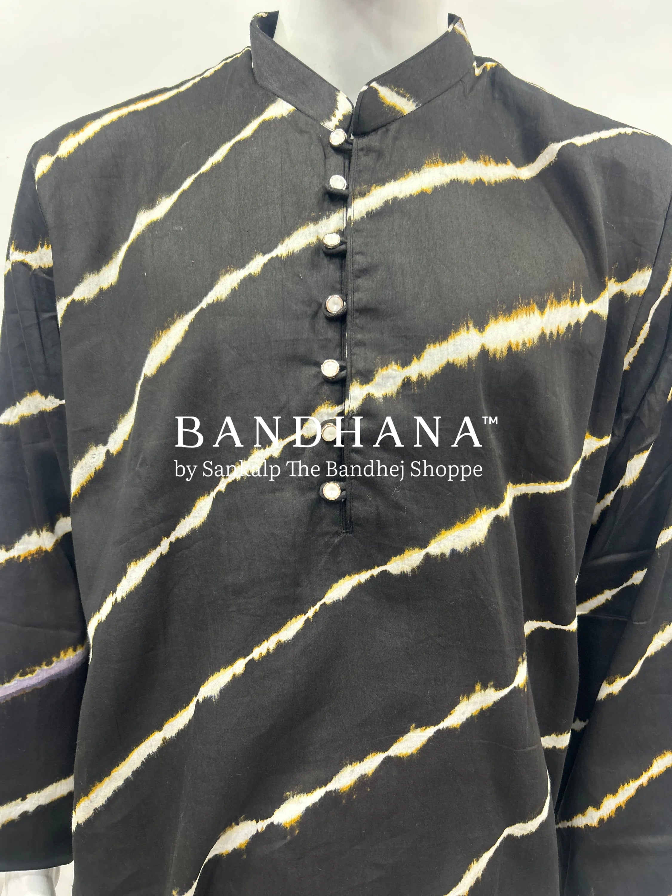 Black Cotton Satin Men’s Kurta