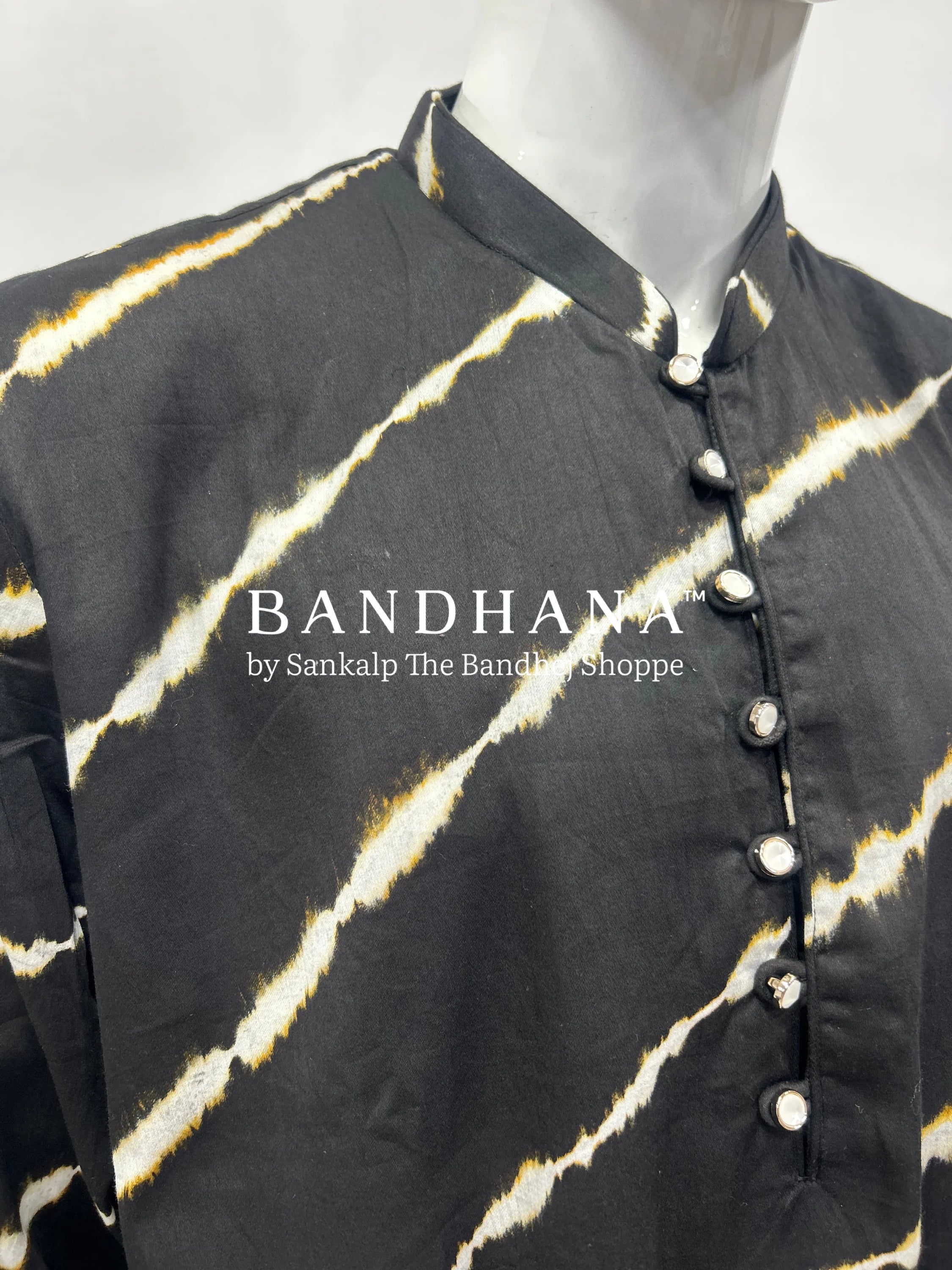 Black Cotton Satin Men’s Kurta