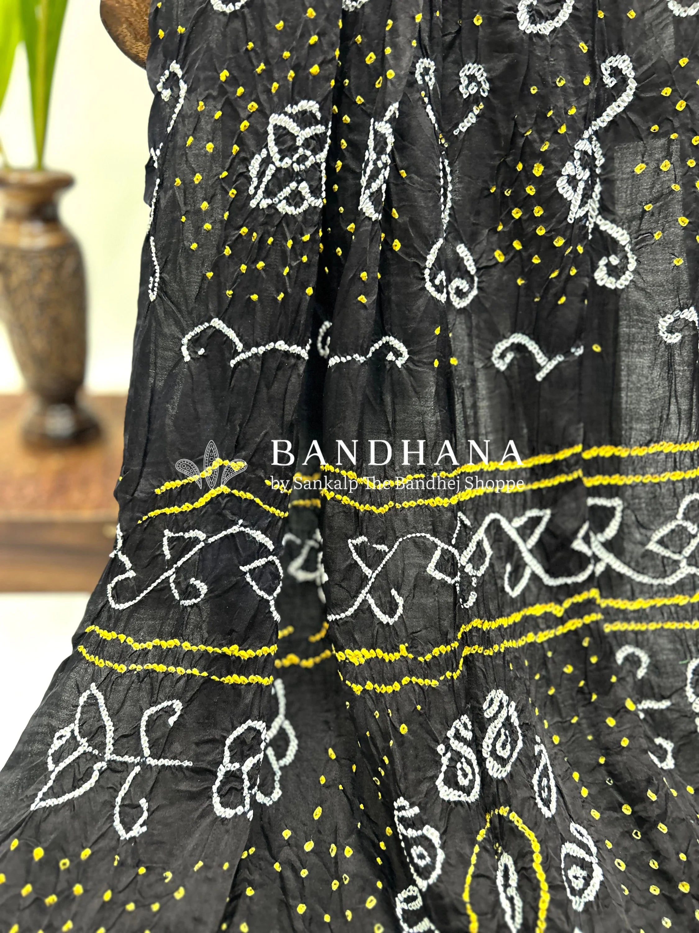 Black Gajji Fancy Bandhani Saree Sarees