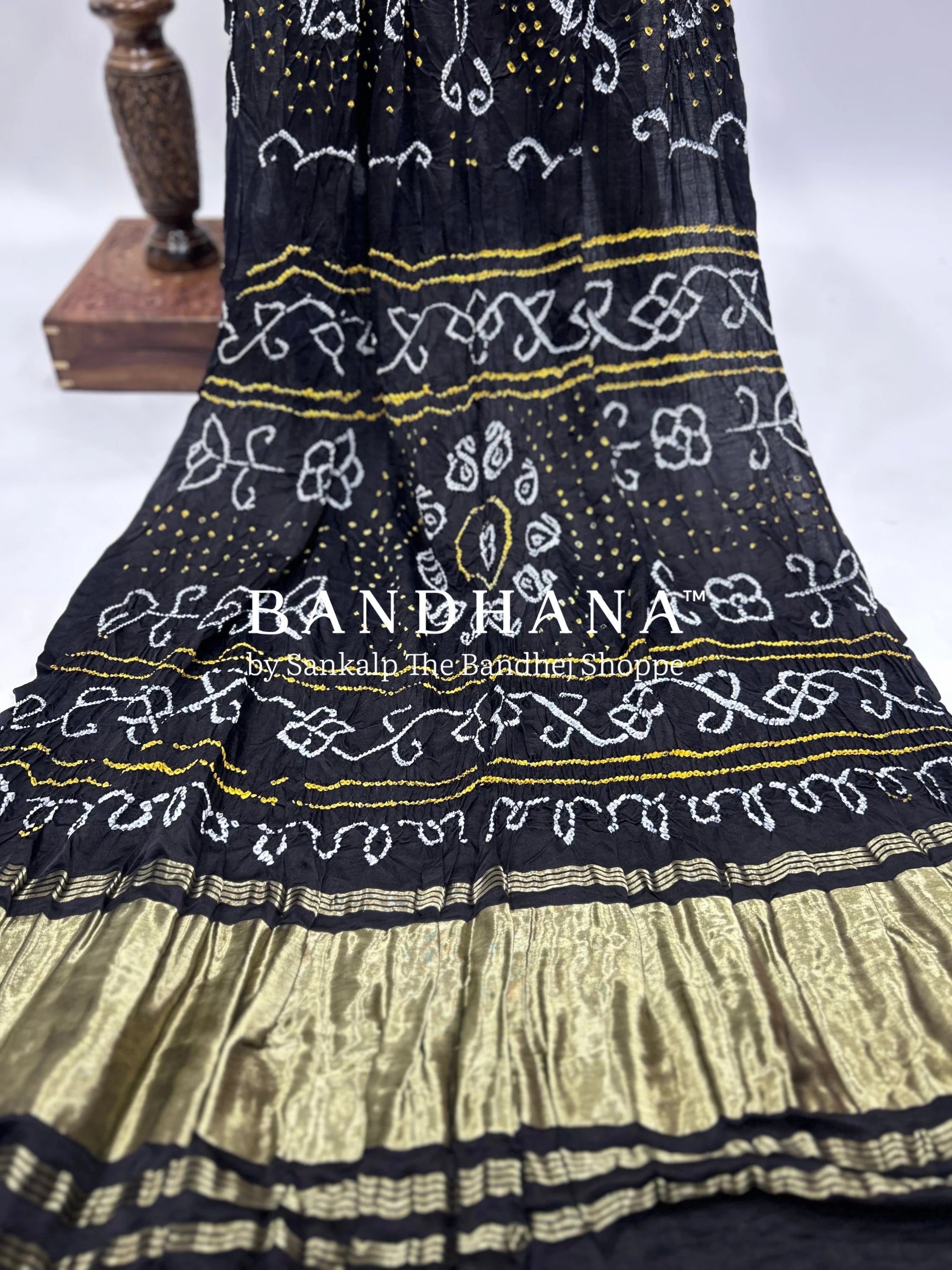 Black Gajji Fancy Bandhani Saree Sarees