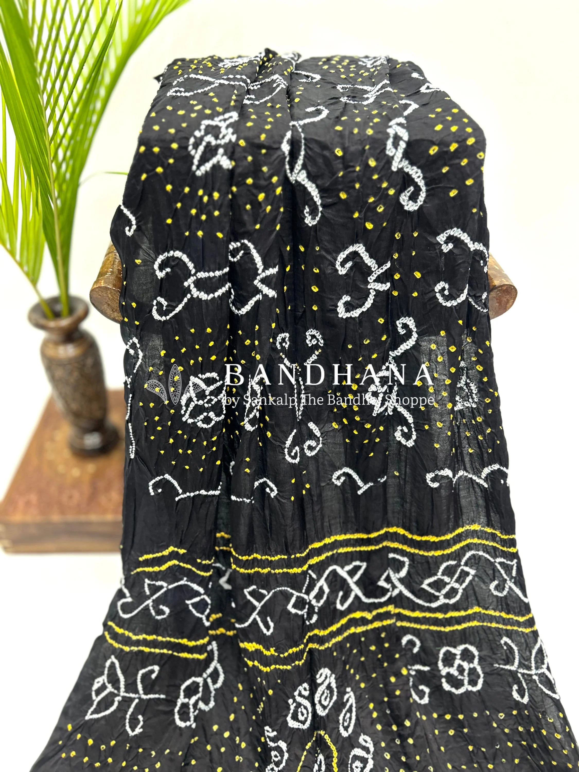 Black Gajji Fancy Bandhani Saree Sarees