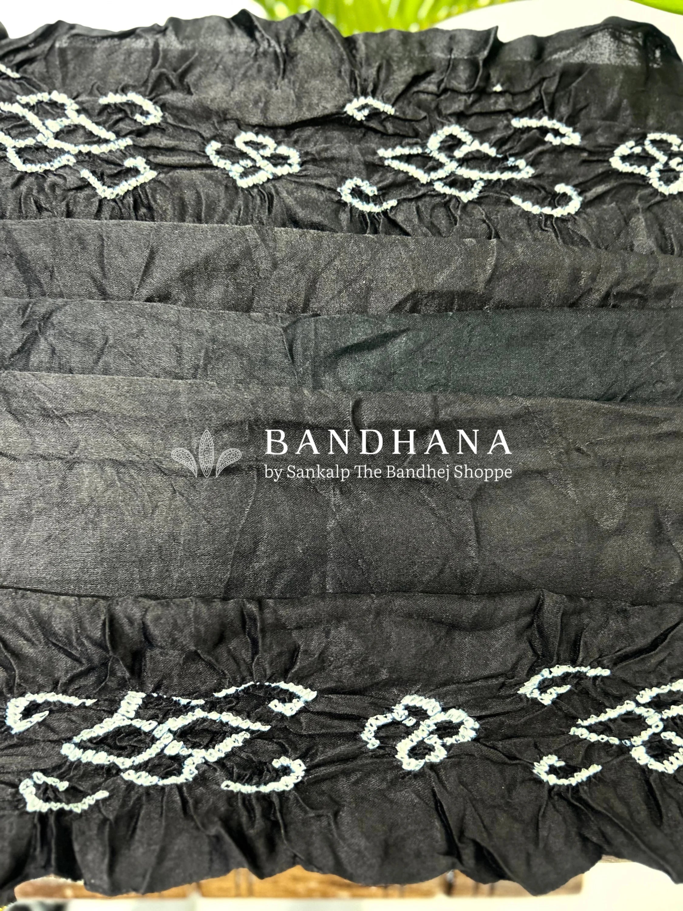 Black Gajji Fancy Bandhani Saree Sarees