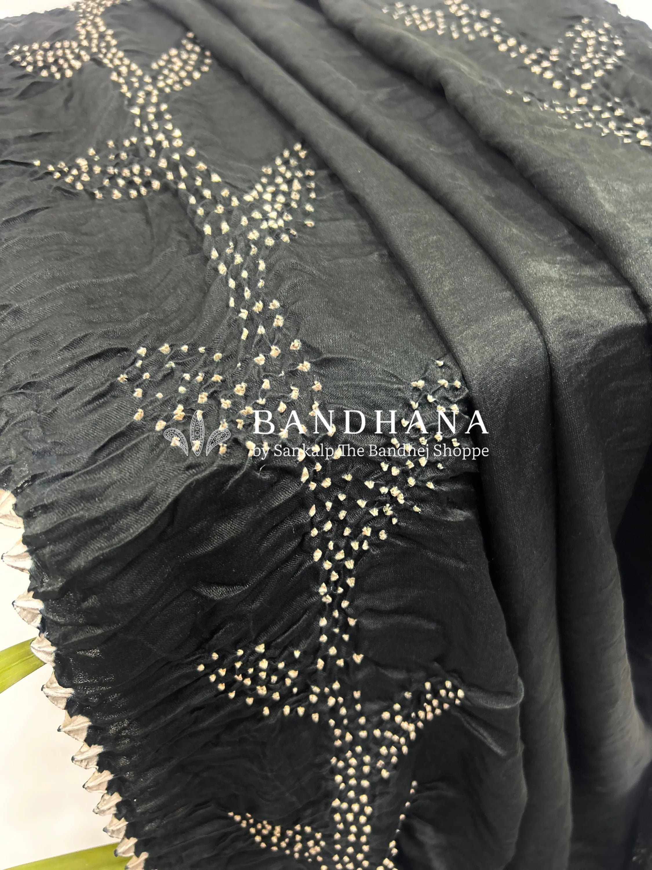 Black Gajji Gala Bandhani Saree Sarees