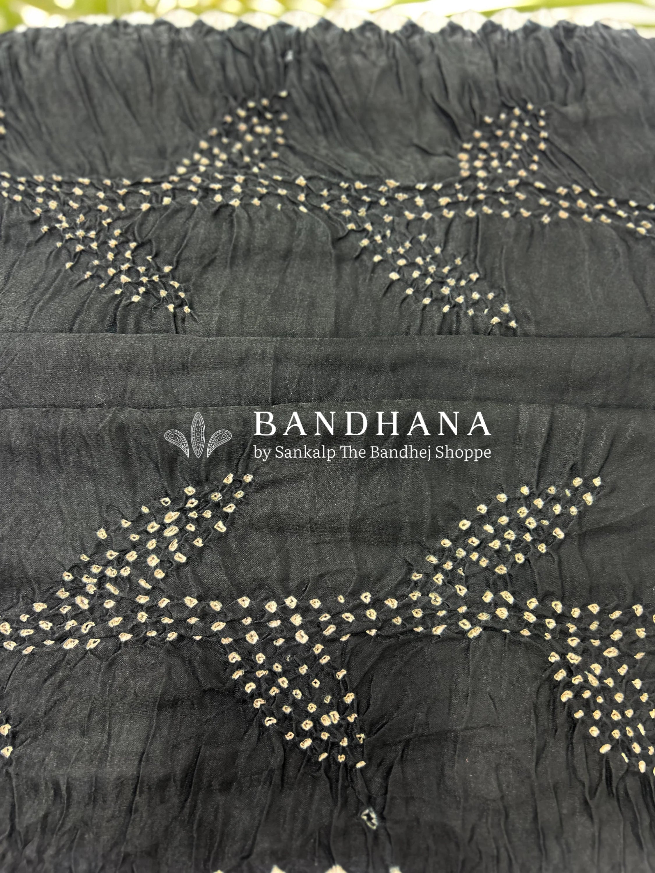 Black Gajji Gala Bandhani Saree Sarees