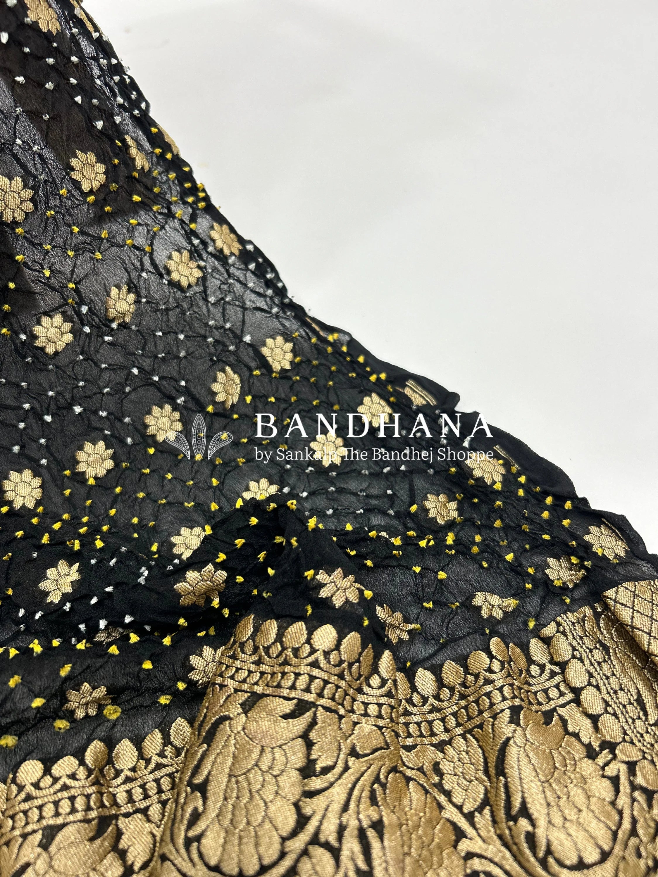 Black Georgette Banarasi Bandhani Kurti Material black / Georgette Dresses