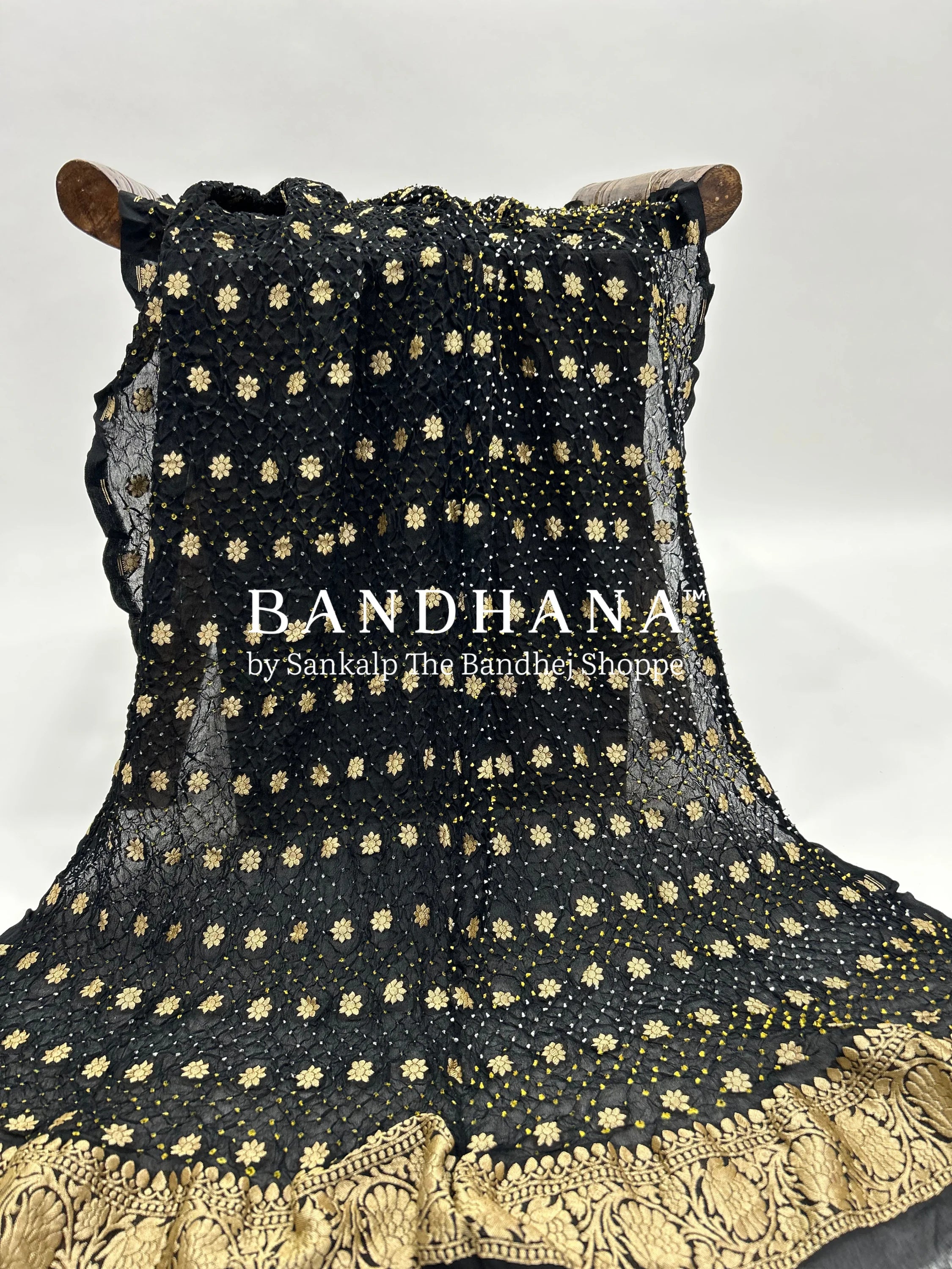 Black Georgette Banarasi Bandhani Kurti Material black / Georgette Dresses