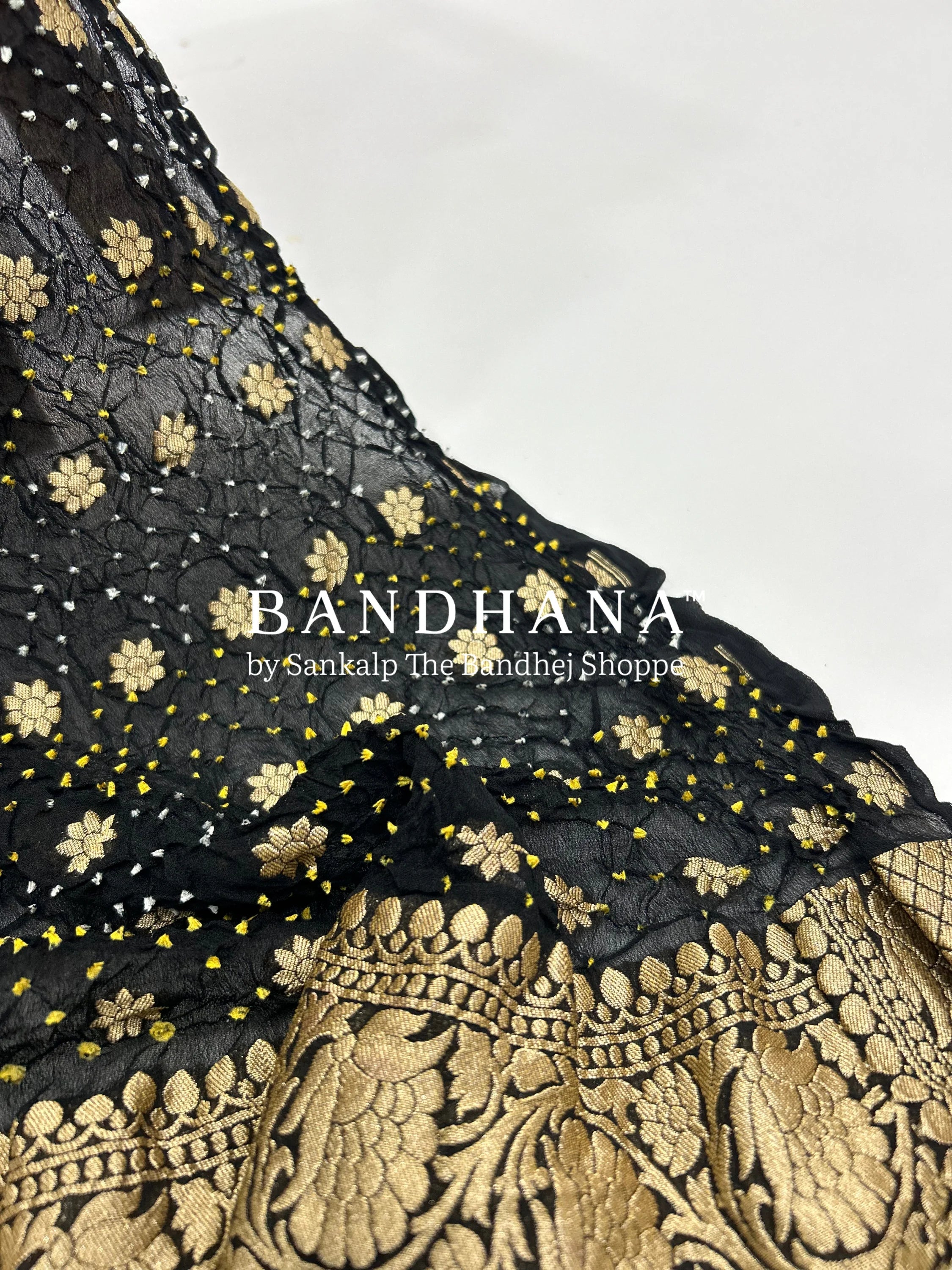 Black Georgette Banarasi Bandhani Kurti Material black / Georgette Dresses