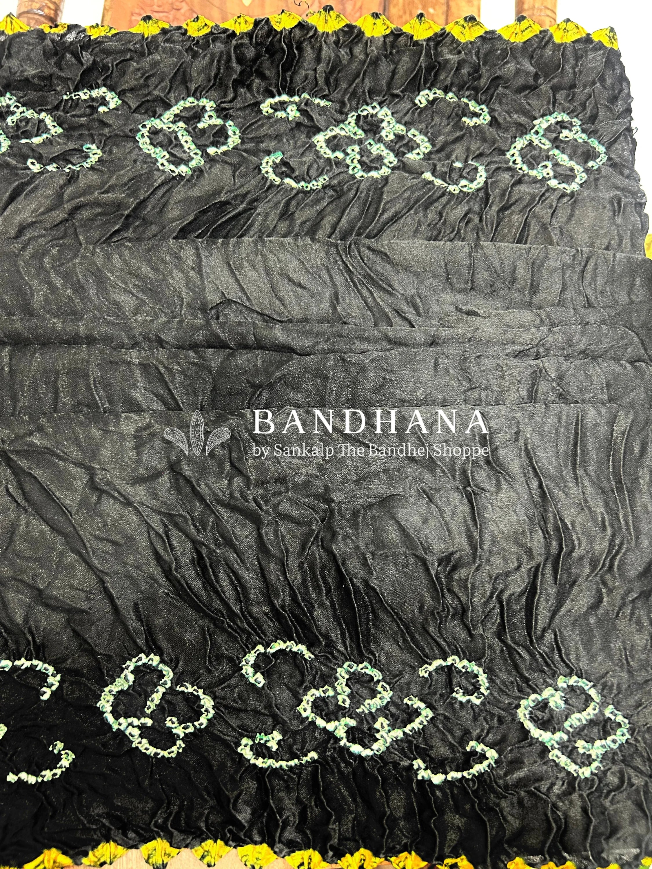 Black Mor Palav Gajji Designer Bandhani Saree Sarees