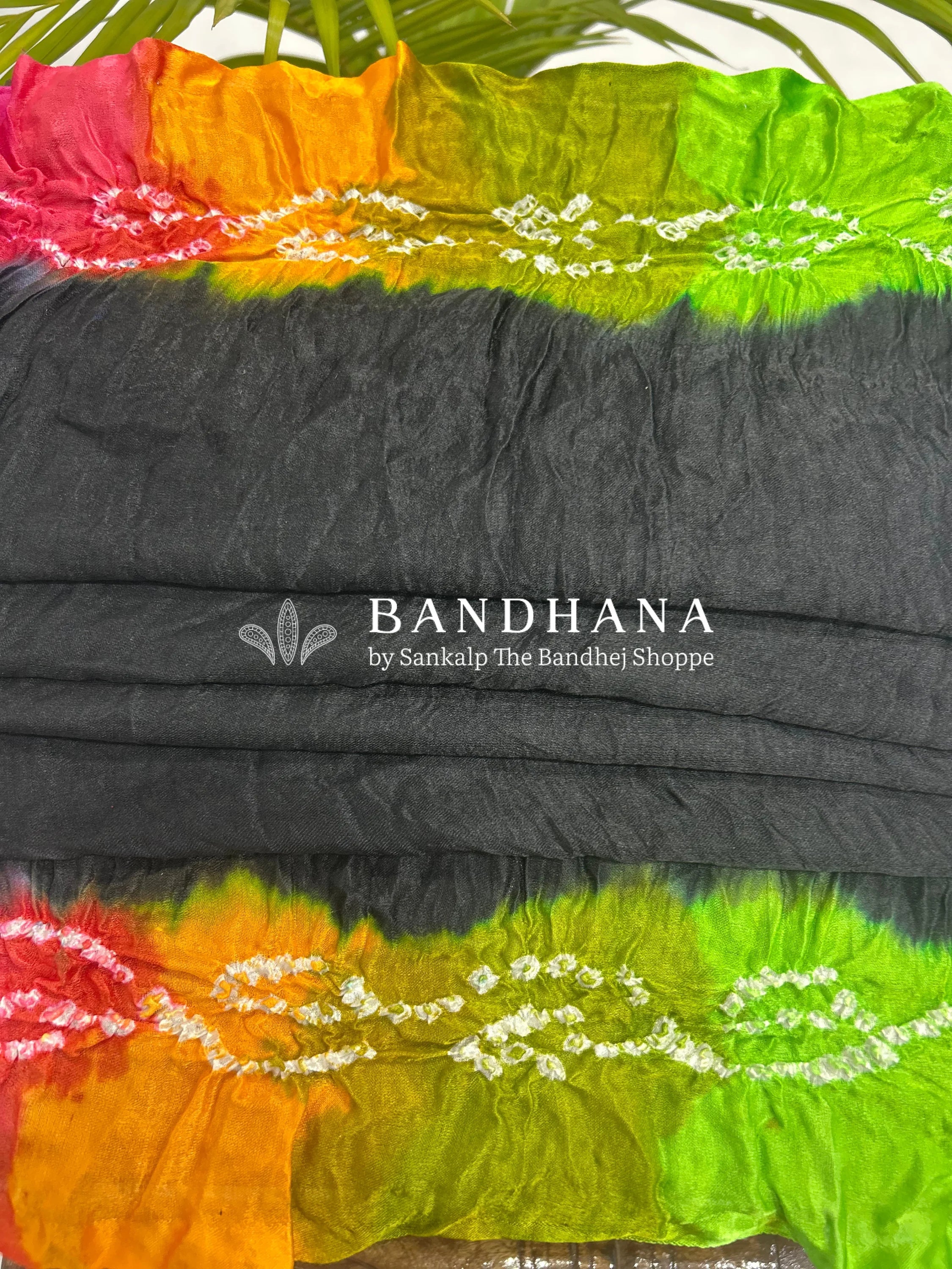 Black Multi Colour Palav Gajji Silk Single Dot Bandhani Saree Sarees