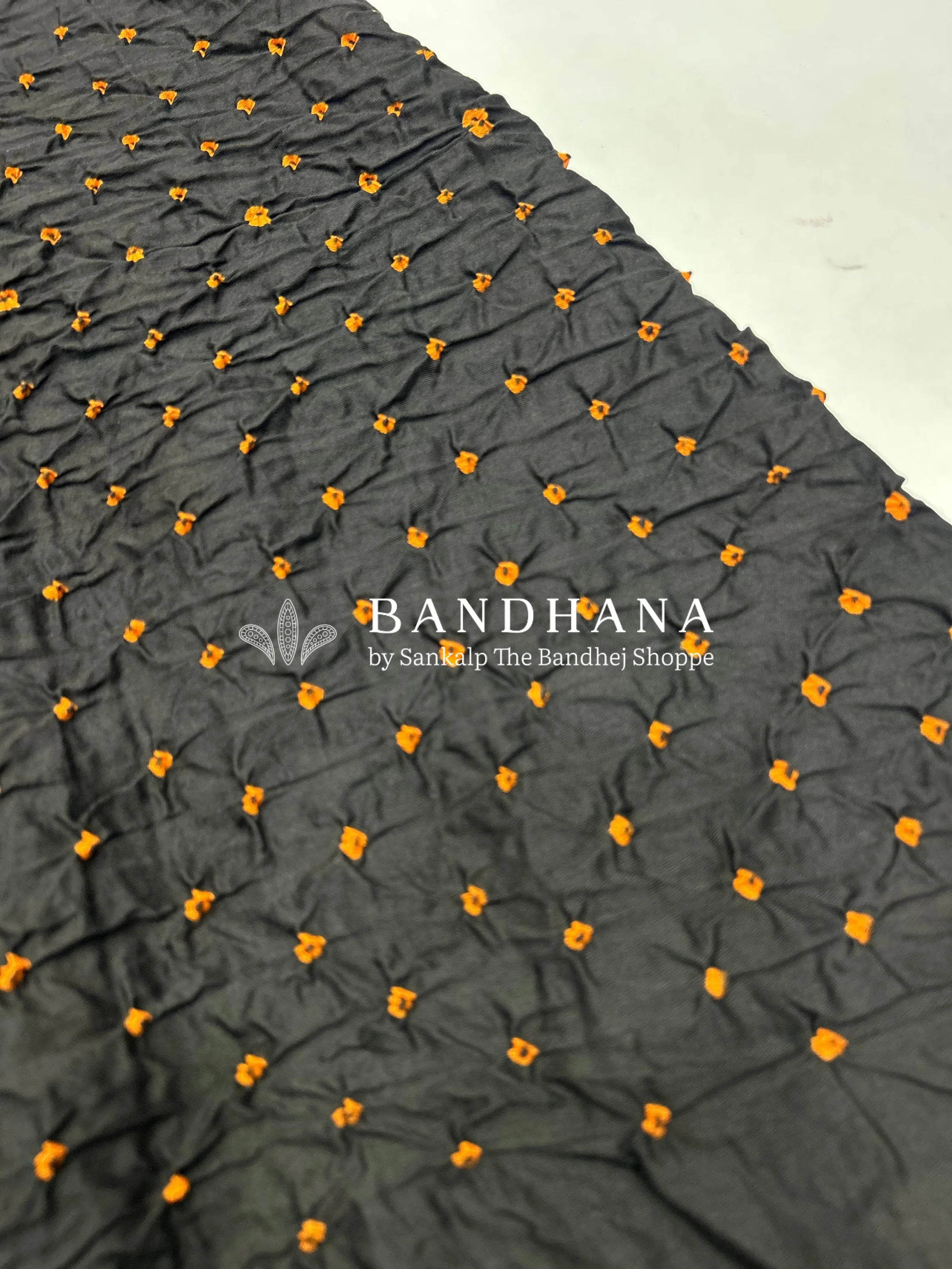 Black-Red Cotton Pandadi Bandhani Dress Material black / Cotton Dresses