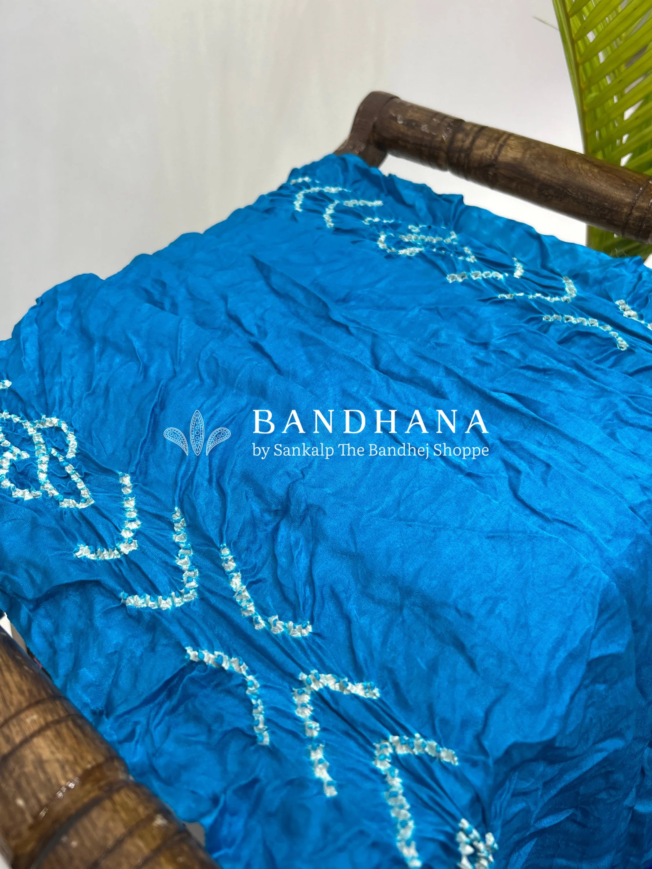 Blue Firozy Gajji Silk Contrast Colour Bandhej Single Dot Bandhani Saree Sarees