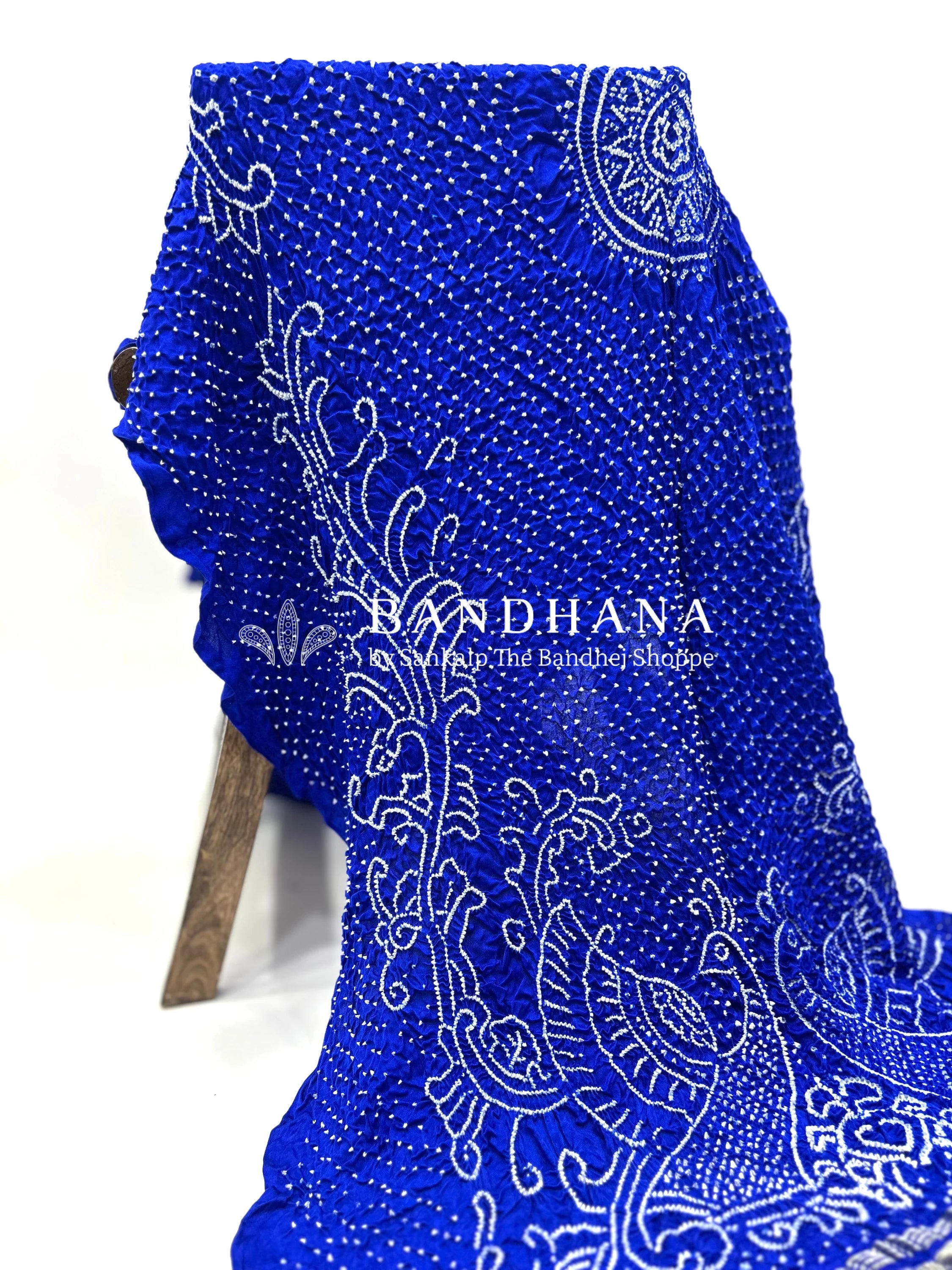 Blue Gaji Silk Mor Pankh Bandhani Dupatta blue / Gajji Silk Dupattas