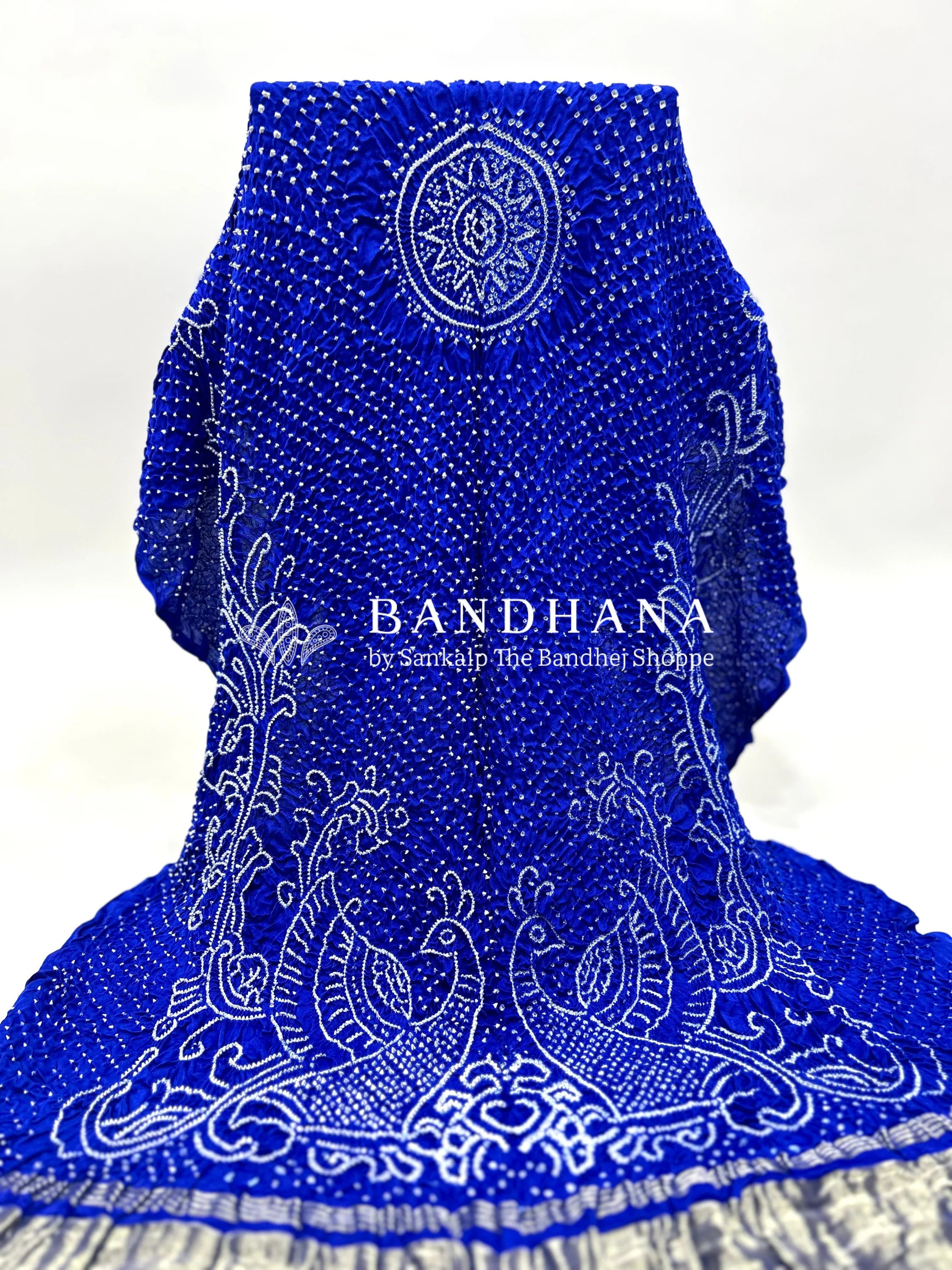 Blue Gaji Silk Mor Pankh Bandhani Dupatta blue / Gajji Silk Dupattas