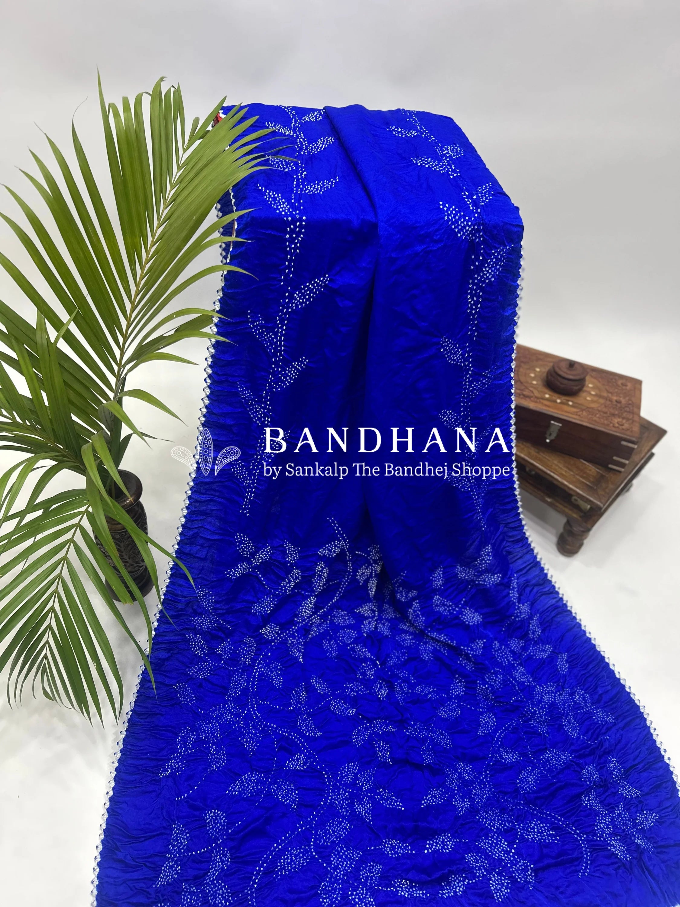 Blue Gajji Designer Bandhani Saree Sarees