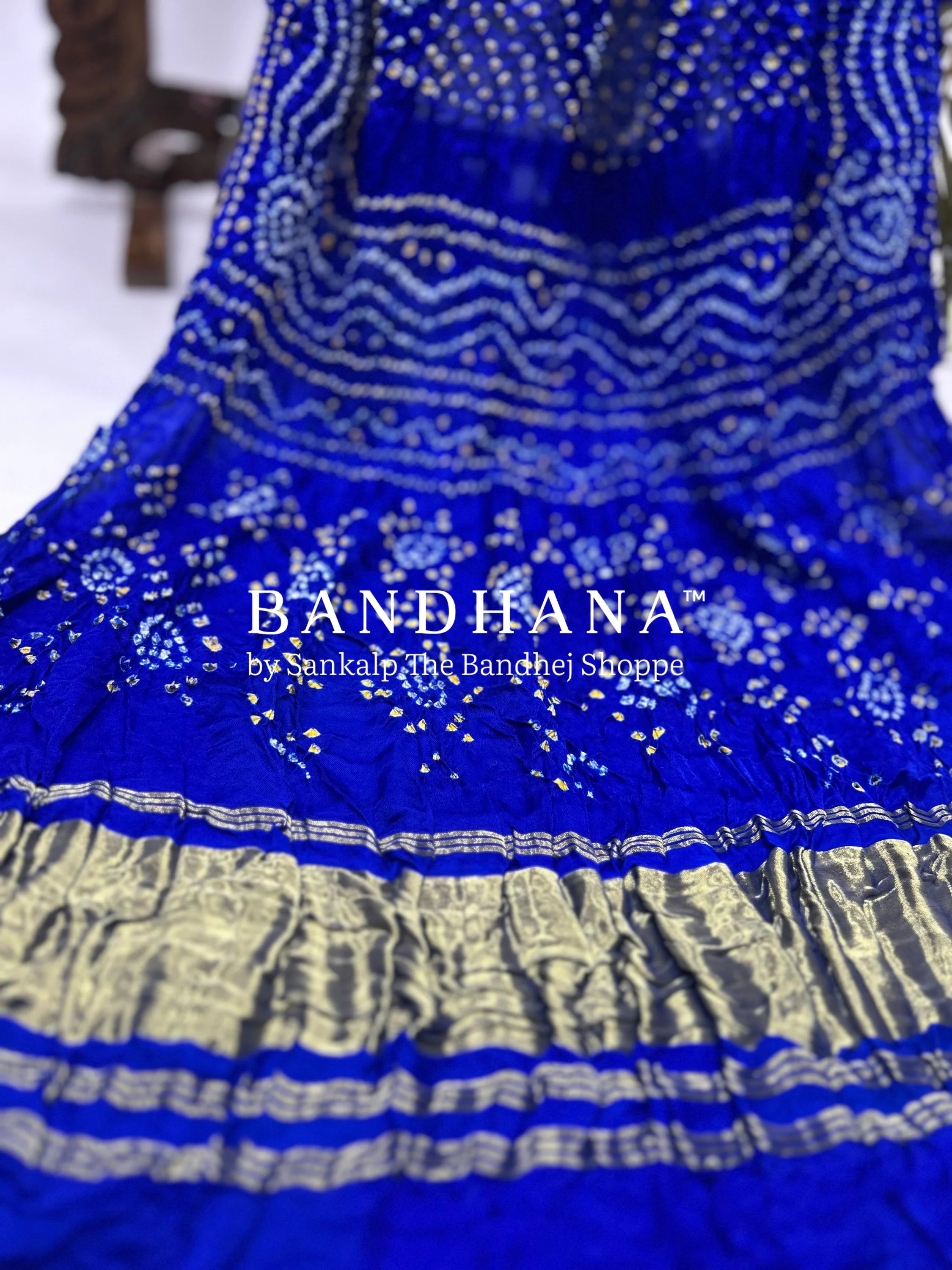 Blue Gajji Silk Chandrakani Dupatta Dupattas