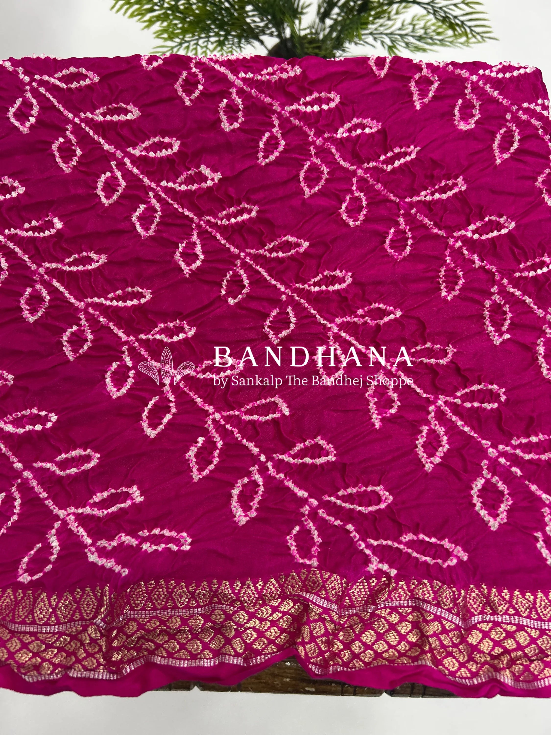 Blue-Rani Gajji Silk Designer Gala Saree with 3 Colour Dying deeppink / Gajji Silk Sarees