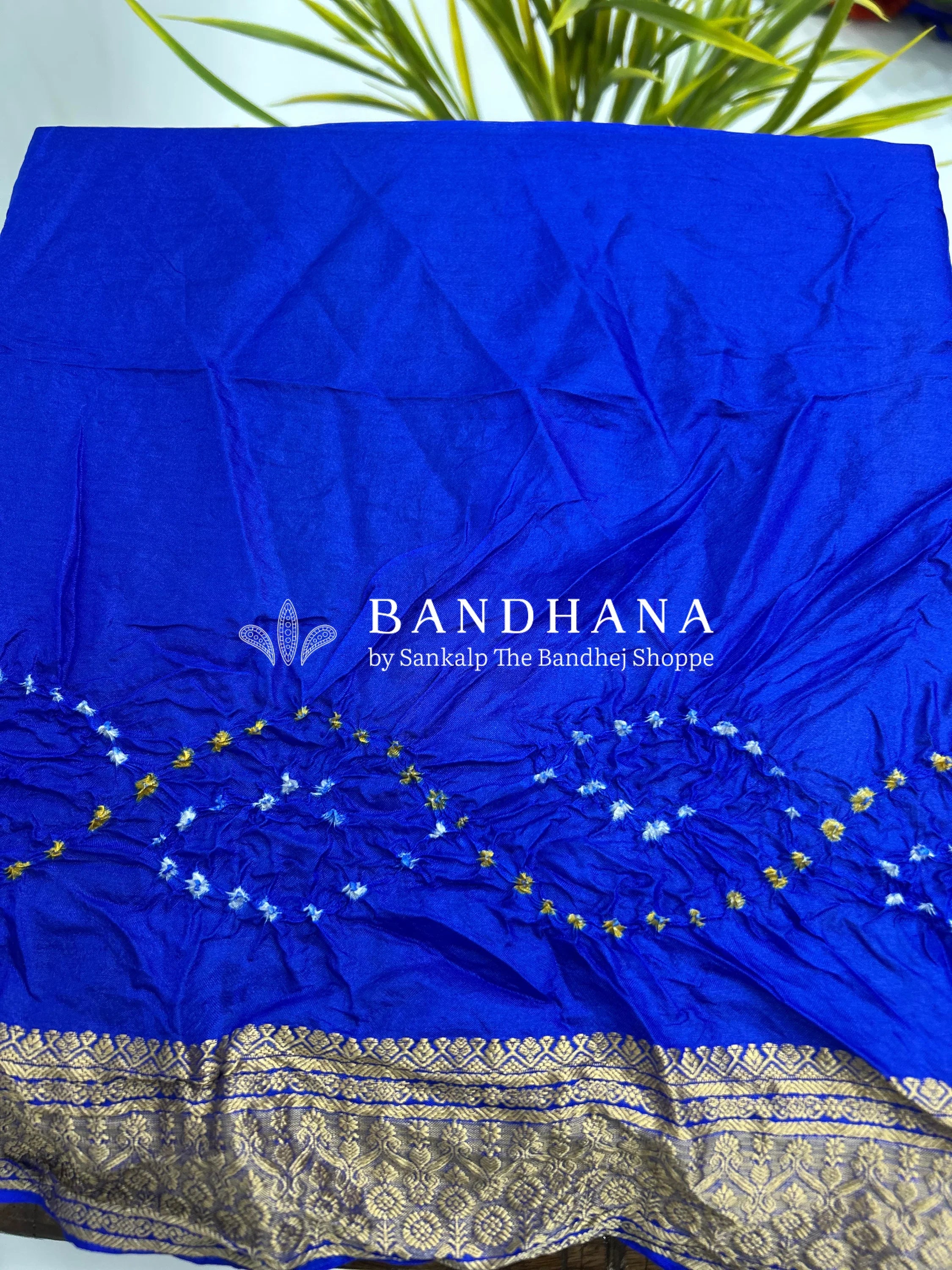 Blue Soft Silk Resham Palav Bandhani Saree Blue / Soft Silk Sarees