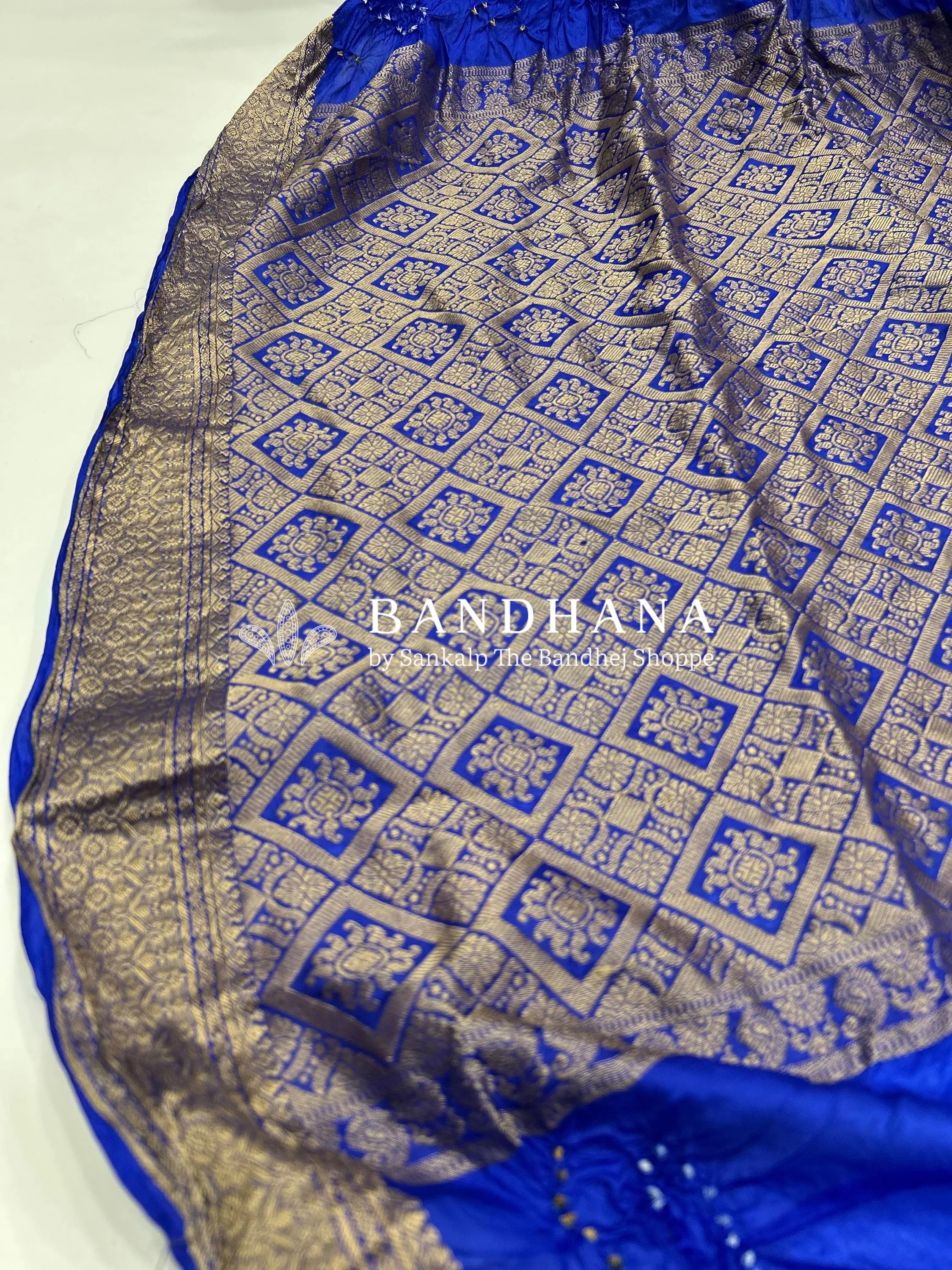 Blue Soft Silk Resham Palav Bandhani Saree Blue / Soft Silk Sarees