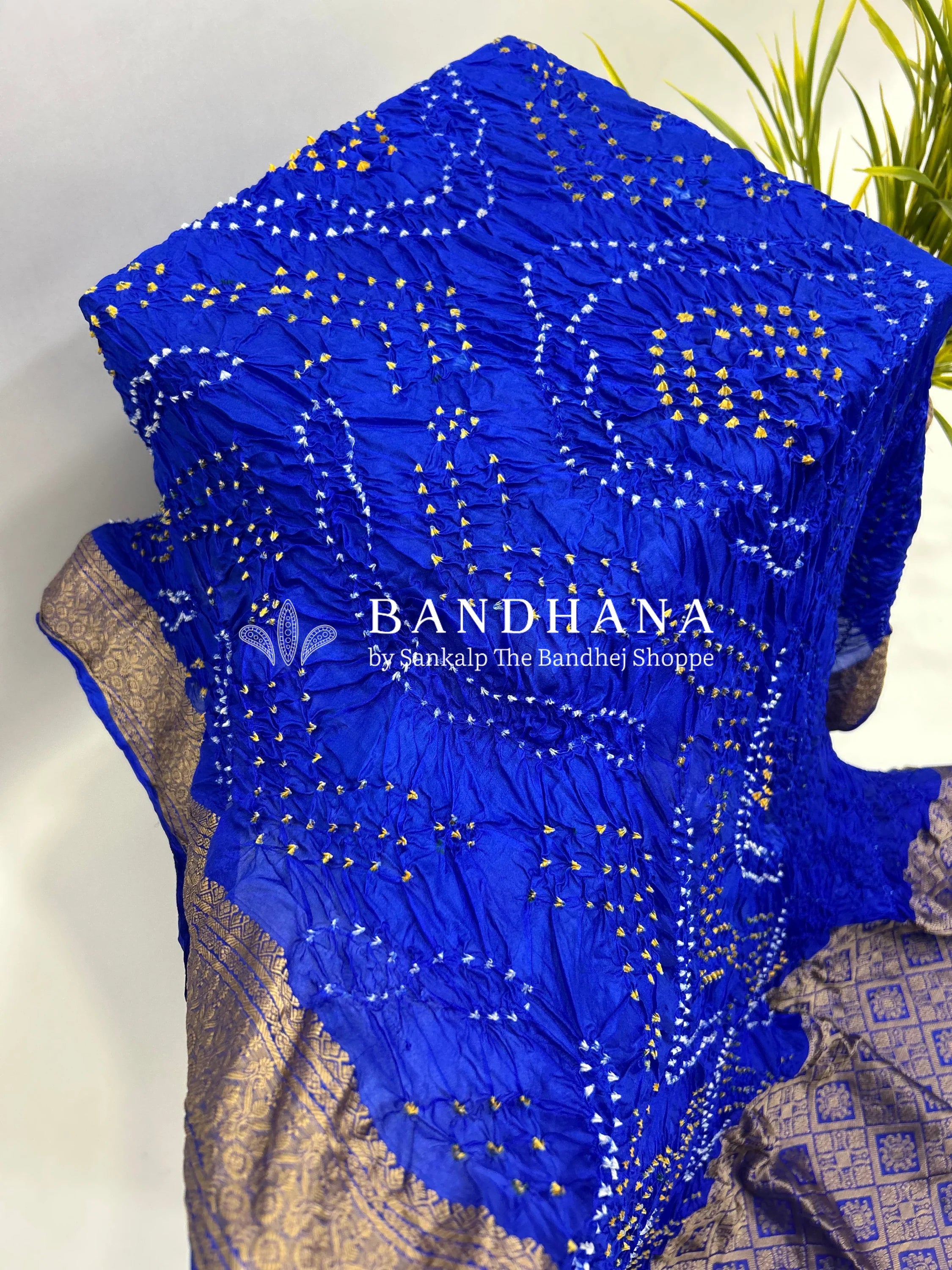 Blue Soft Silk Resham Palav Bandhani Saree Blue / Soft Silk Sarees