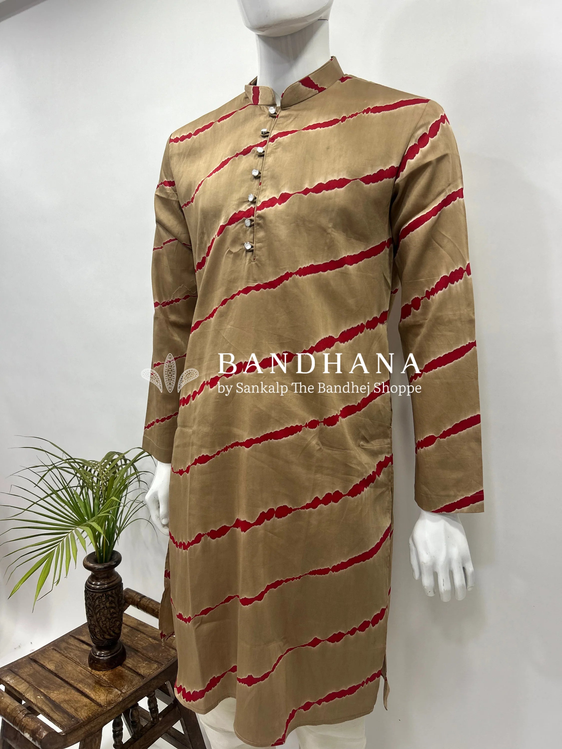 Chickoo Cotton Satin Men’s Kurta