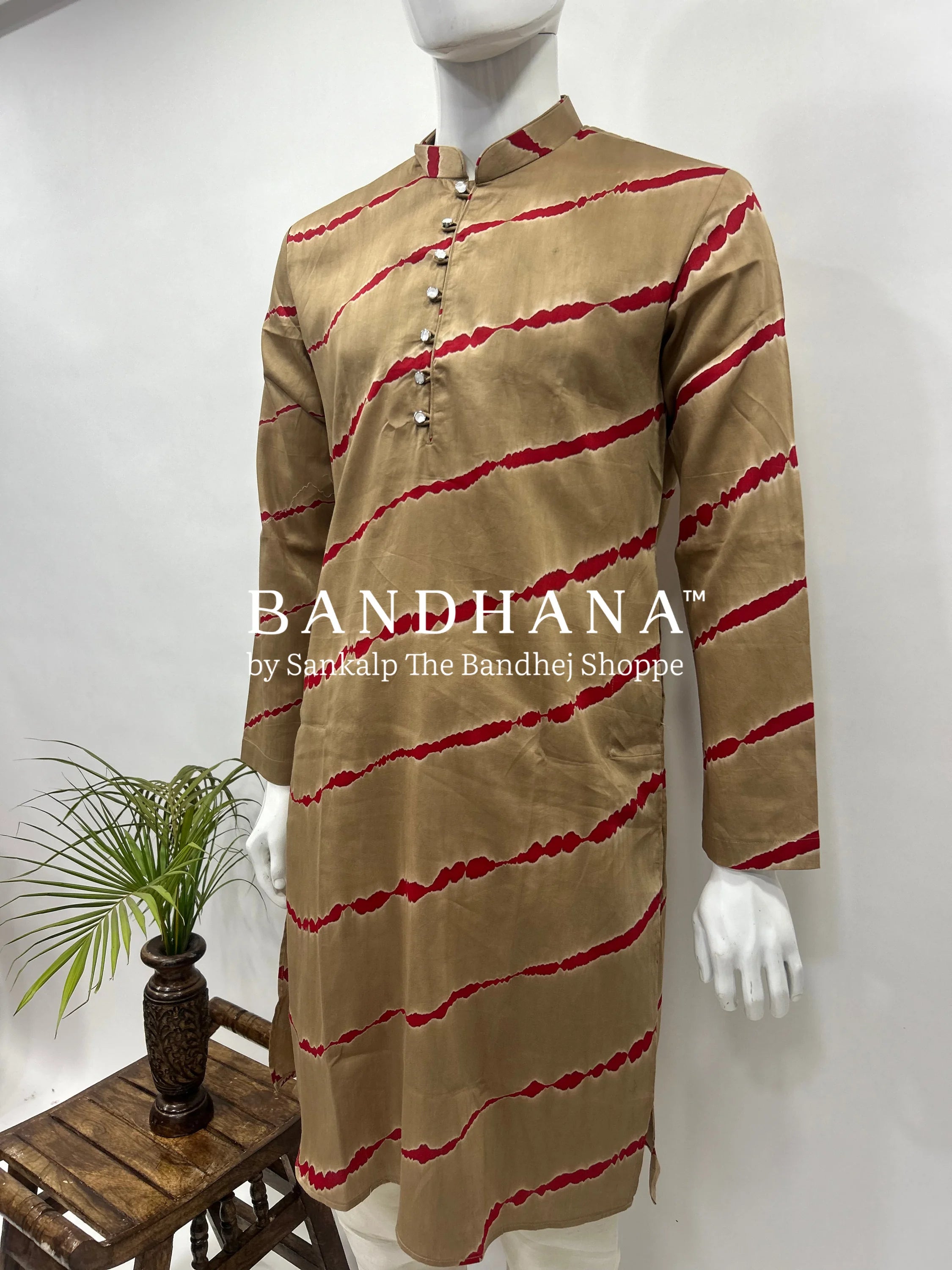 Chickoo Cotton Satin Men’s Kurta