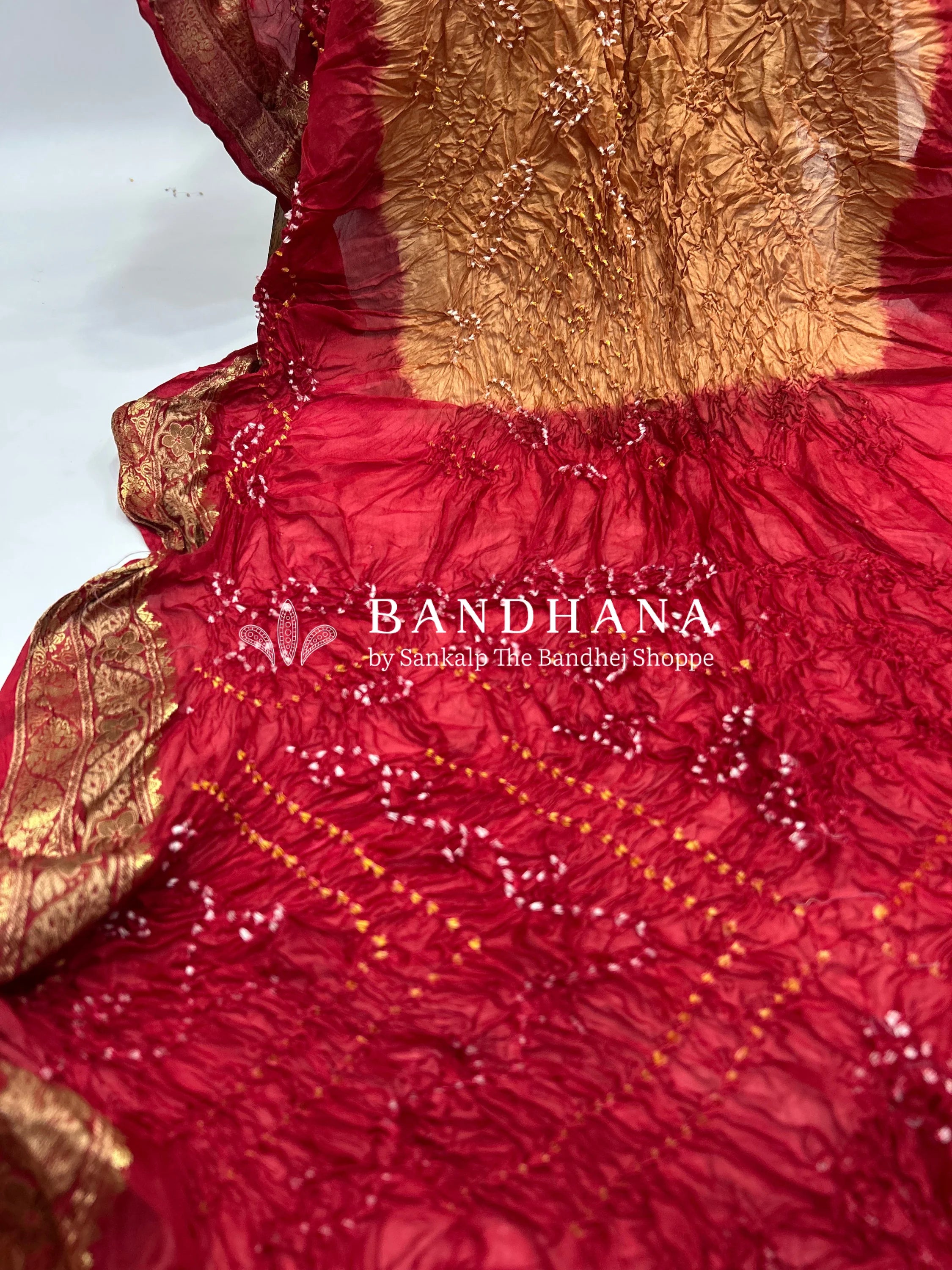 Chiku & Maroon Soft Silk Resham Palav Bandhani Saree peru / Soft Silk Sarees