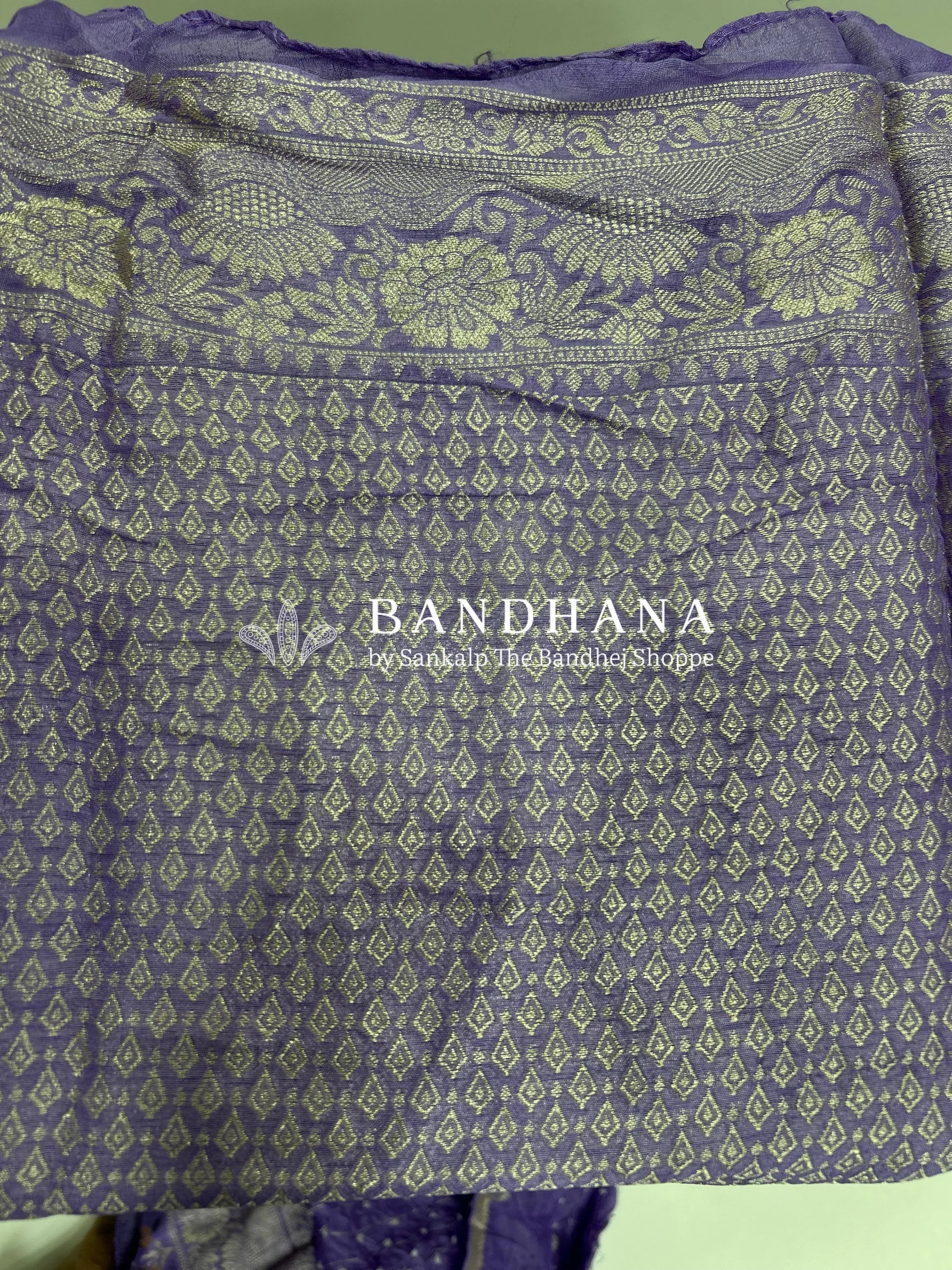 Dark Lavender Art Tussar Silk Bandhani Saree mediumpurple / Tussar Silk Sarees