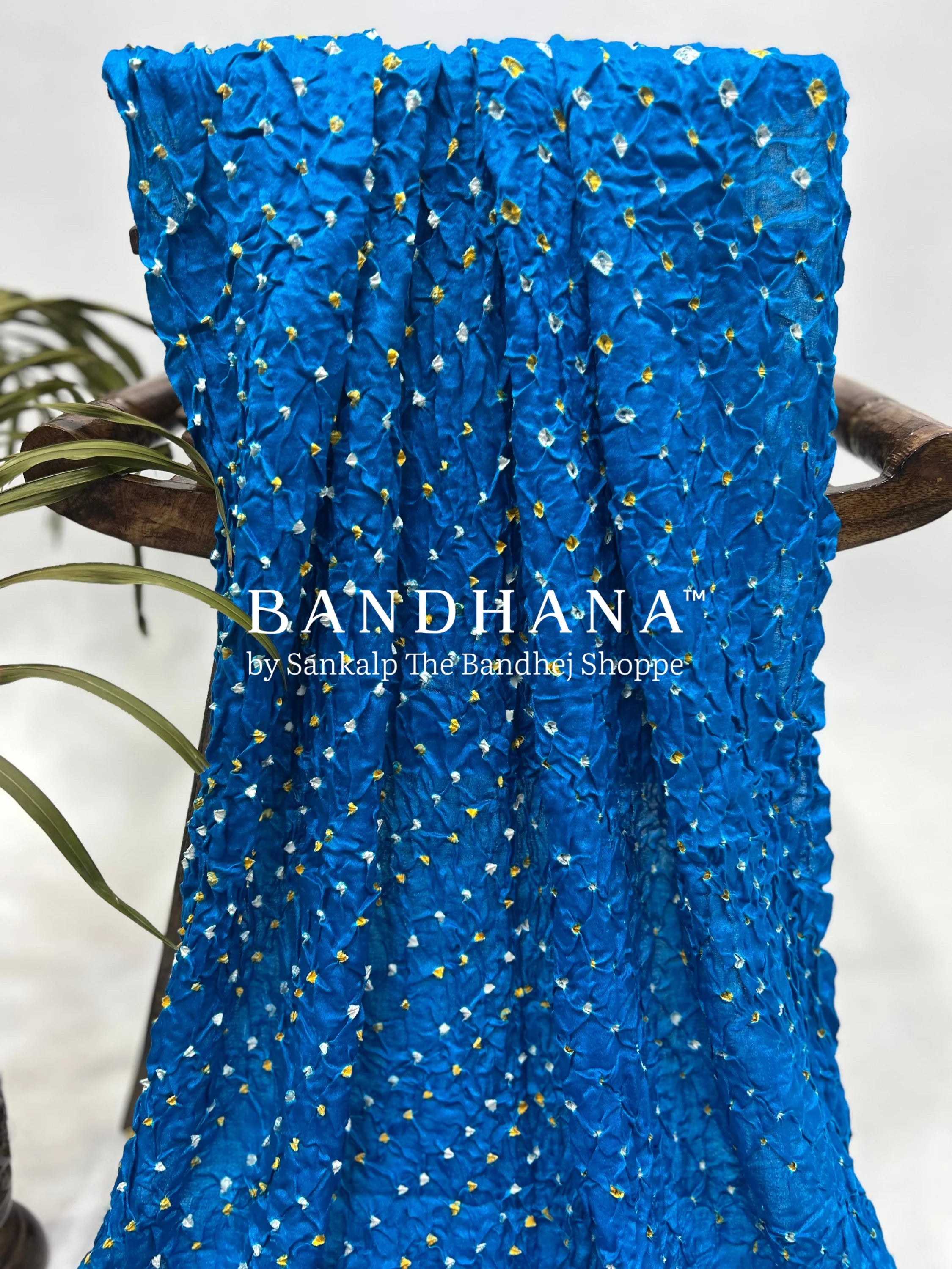 Firozy Blue Gajji Silk Single Dot Bandhani Dupatta Dupattas