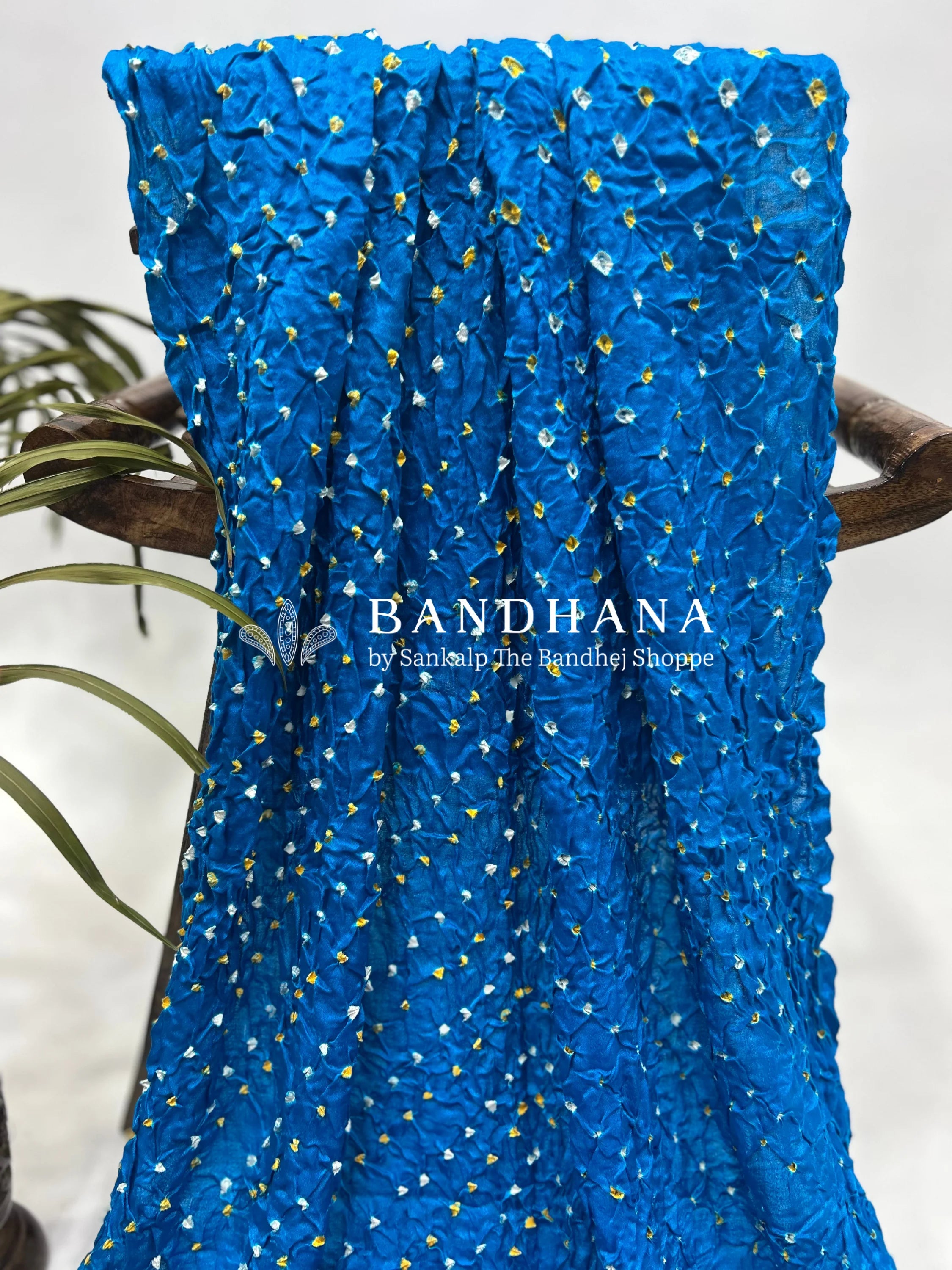 Firozy Blue Gajji Silk Single Dot Bandhani Dupatta Dupattas