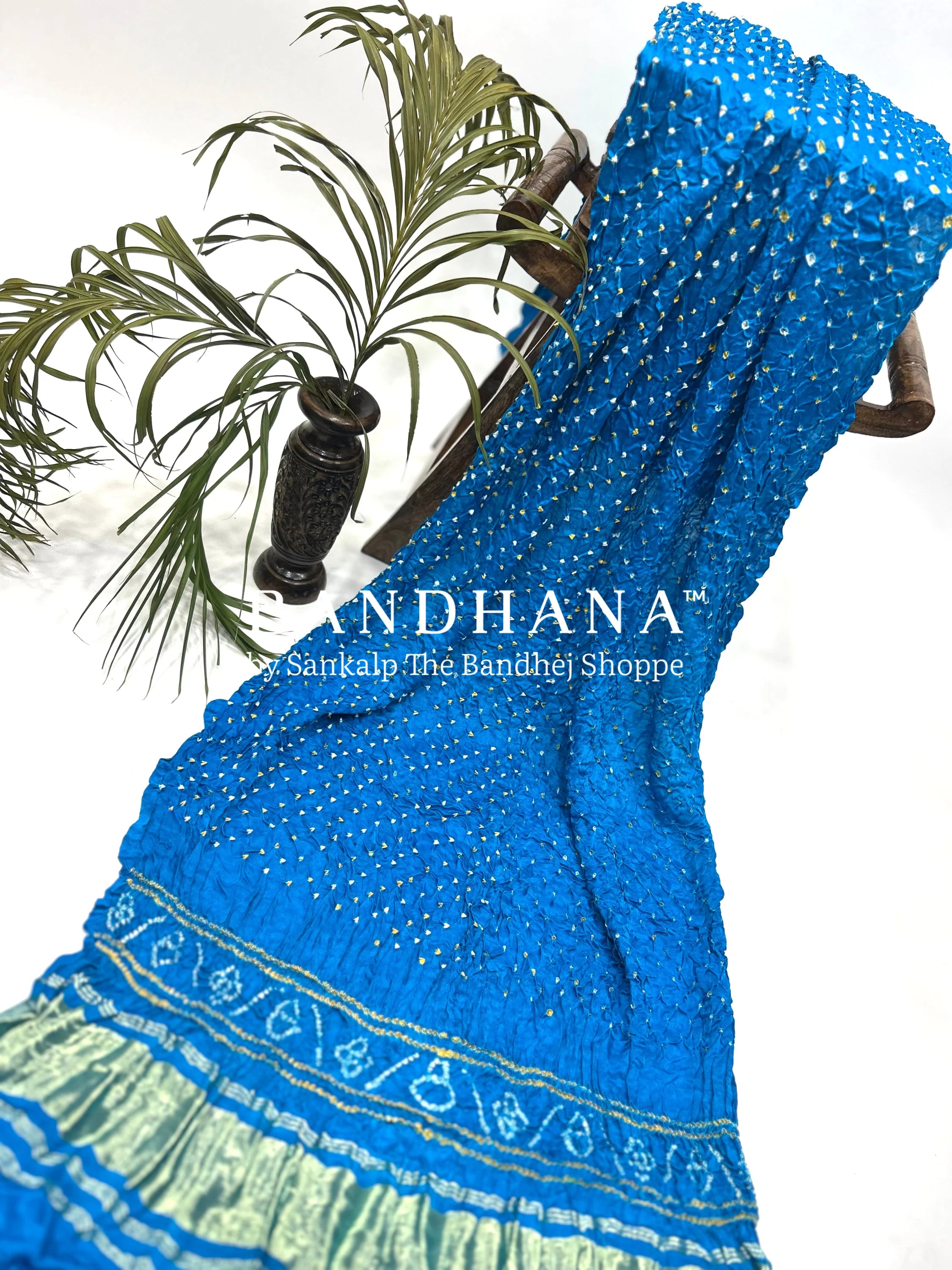 Firozy Blue Gajji Silk Single Dot Bandhani Dupatta Dupattas