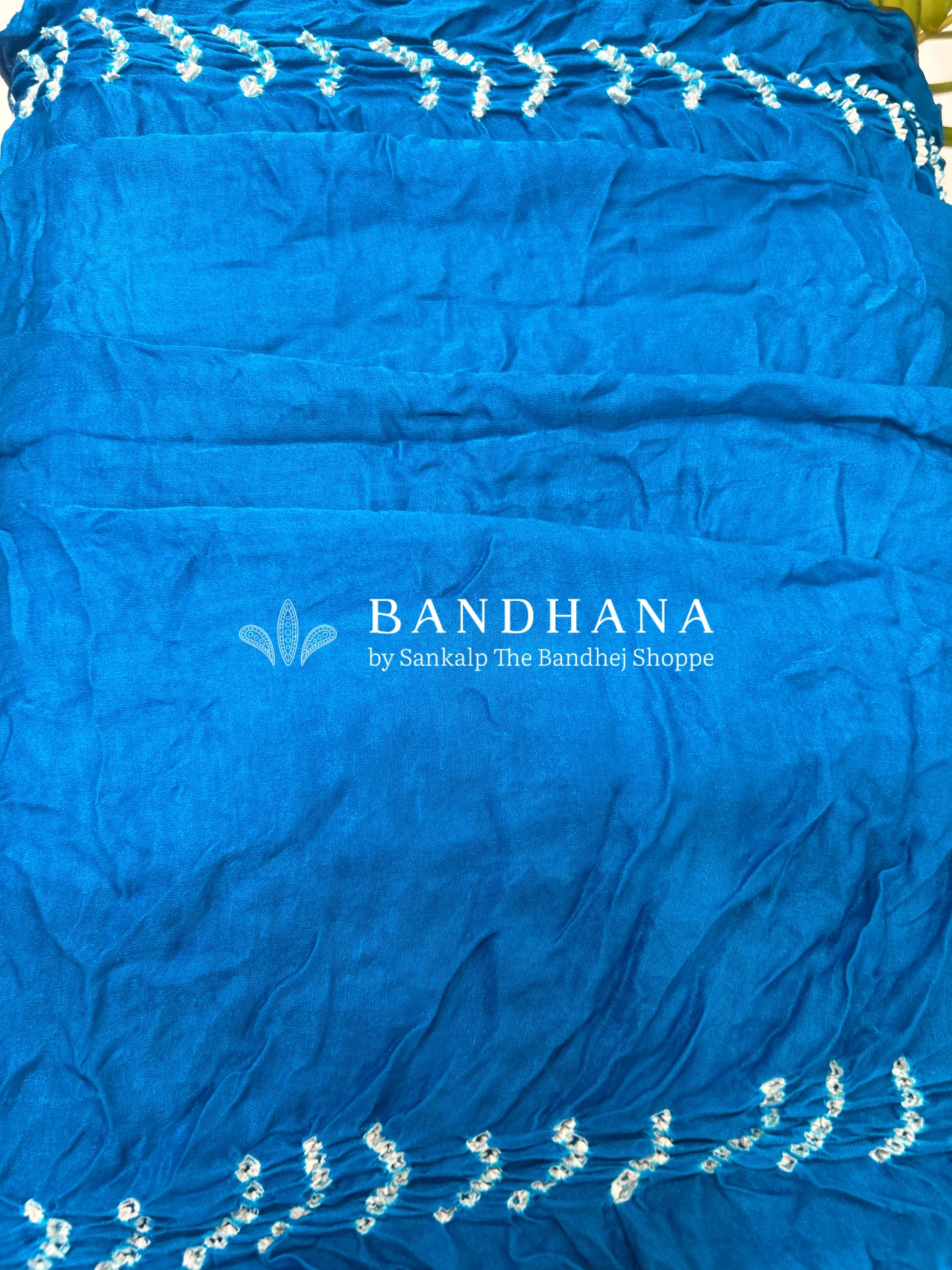 Firozy Gajji Silk Single Dot Bandhani Saree Sarees