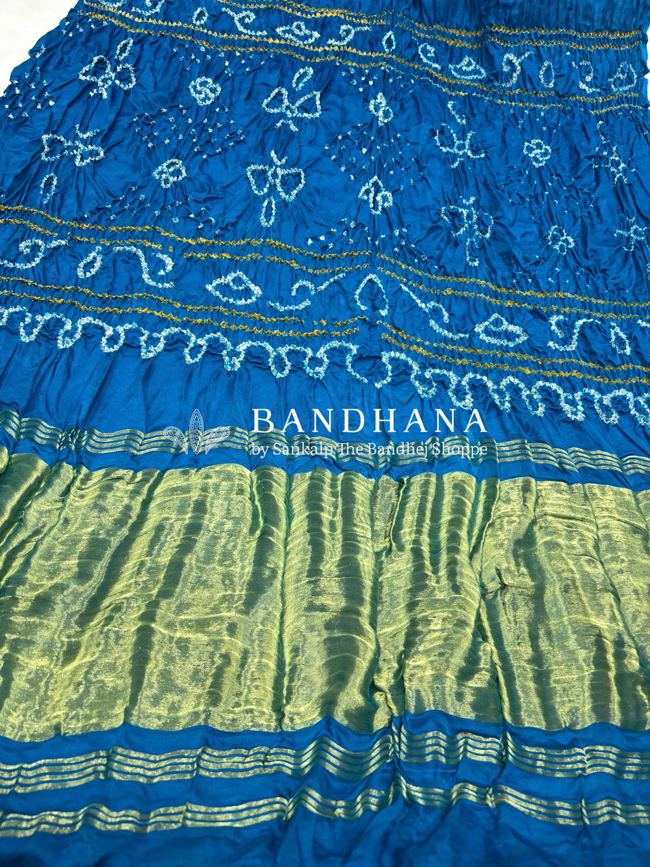 Firozy Gajji Silk Single Dot Bandhani Saree Sarees