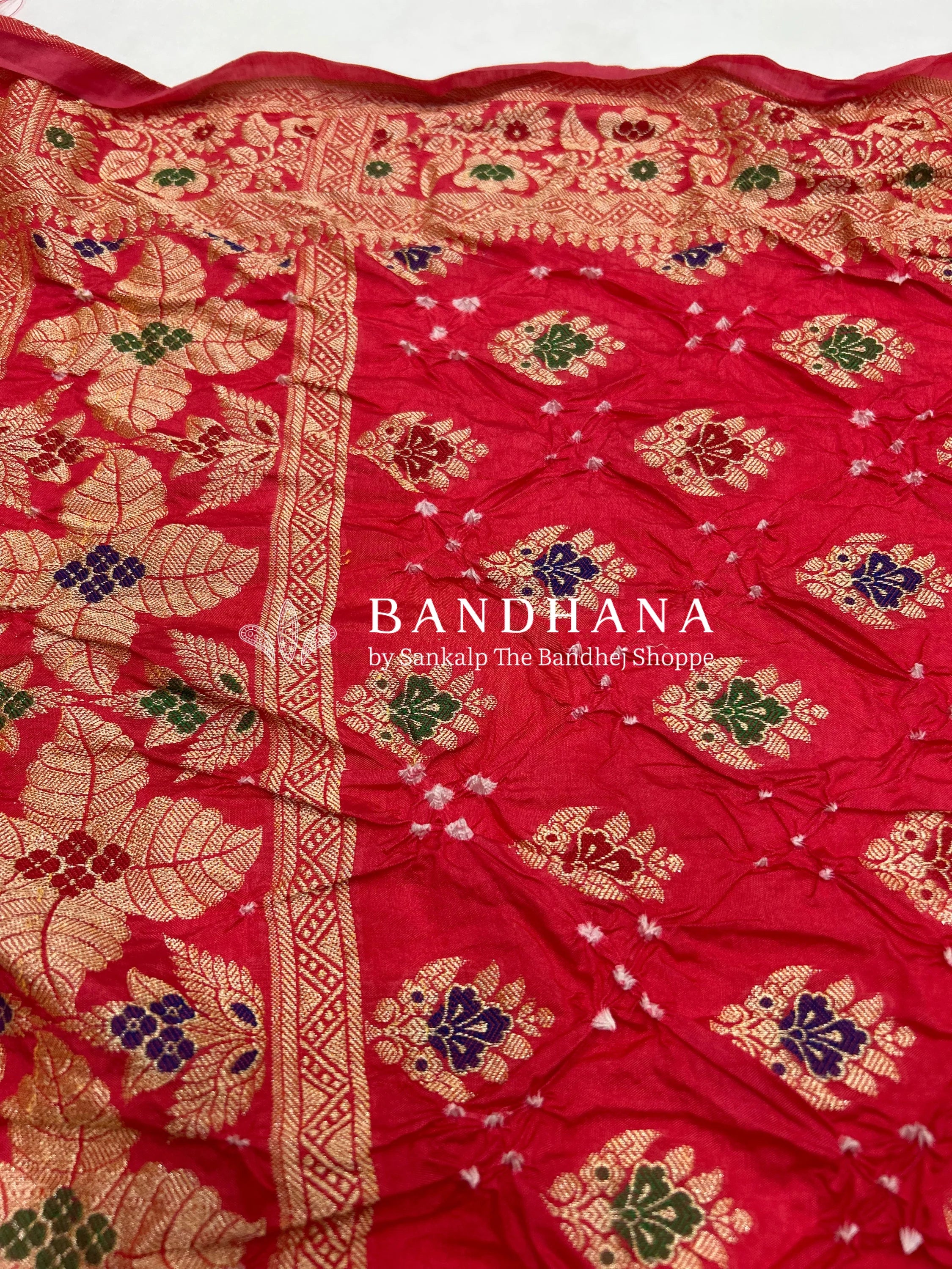 Gaajar & Rani Art Dupion Butta Bandhani Dress Material magenta / Art Silk Dresses