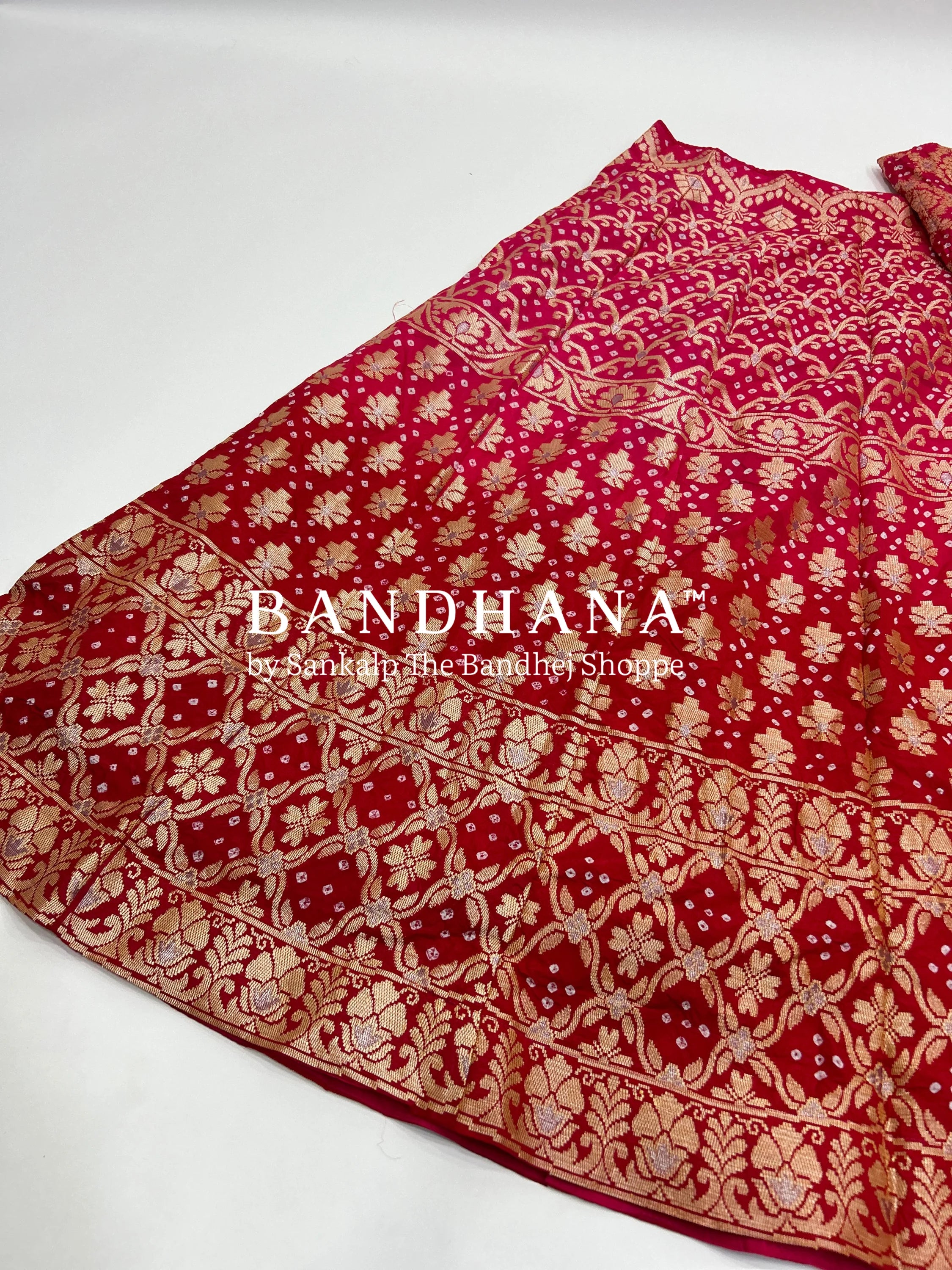 Gajari-Red Art Dupion Silk Chaniya Choli Material red / Art Silk Lehengas