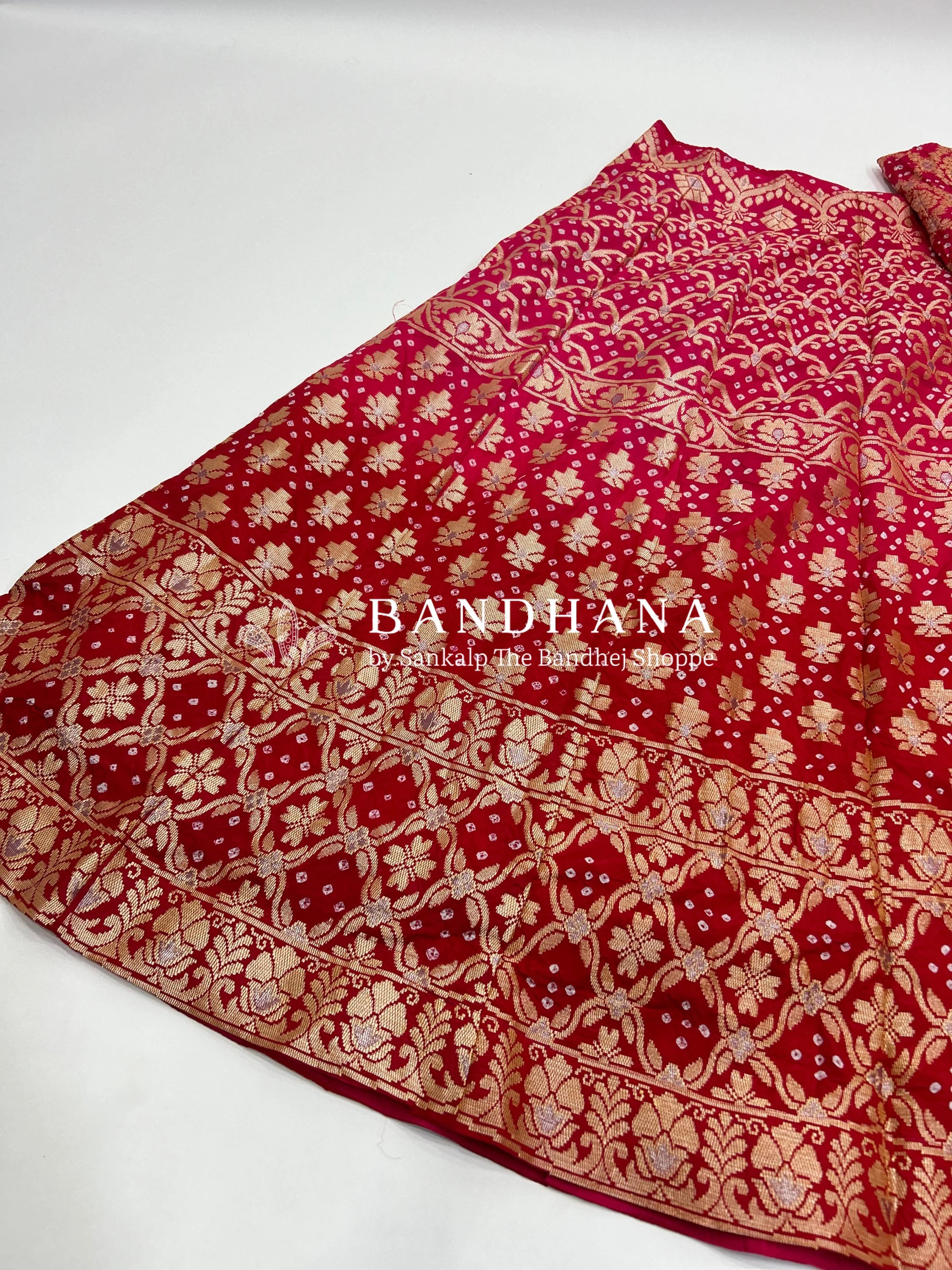 Gajari-Red Art Dupion Silk Chaniya Choli Material red / Art Silk Lehengas