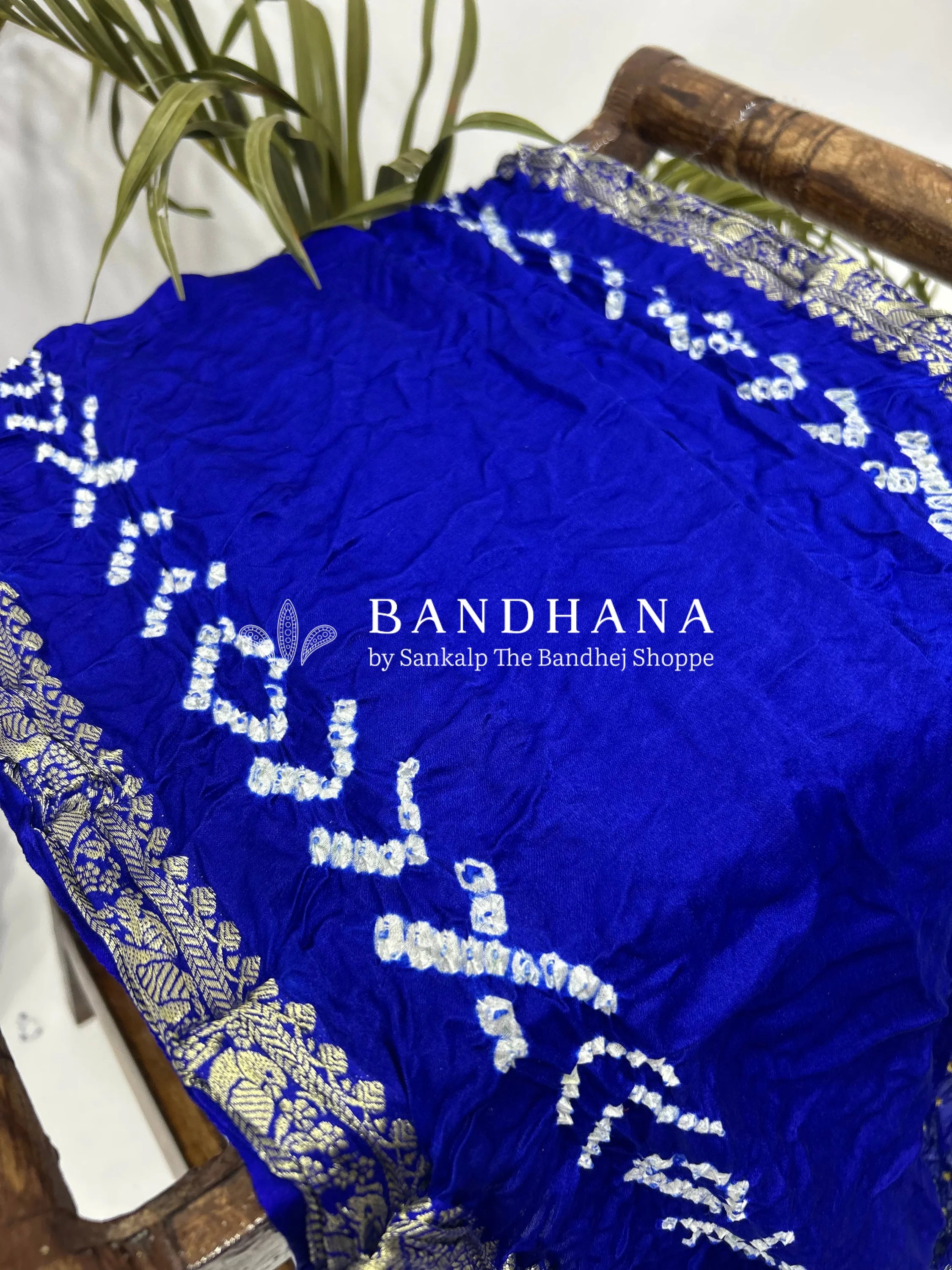 Traditions Unfold Royal Blue Banarasi Bandhani Saree Sarees