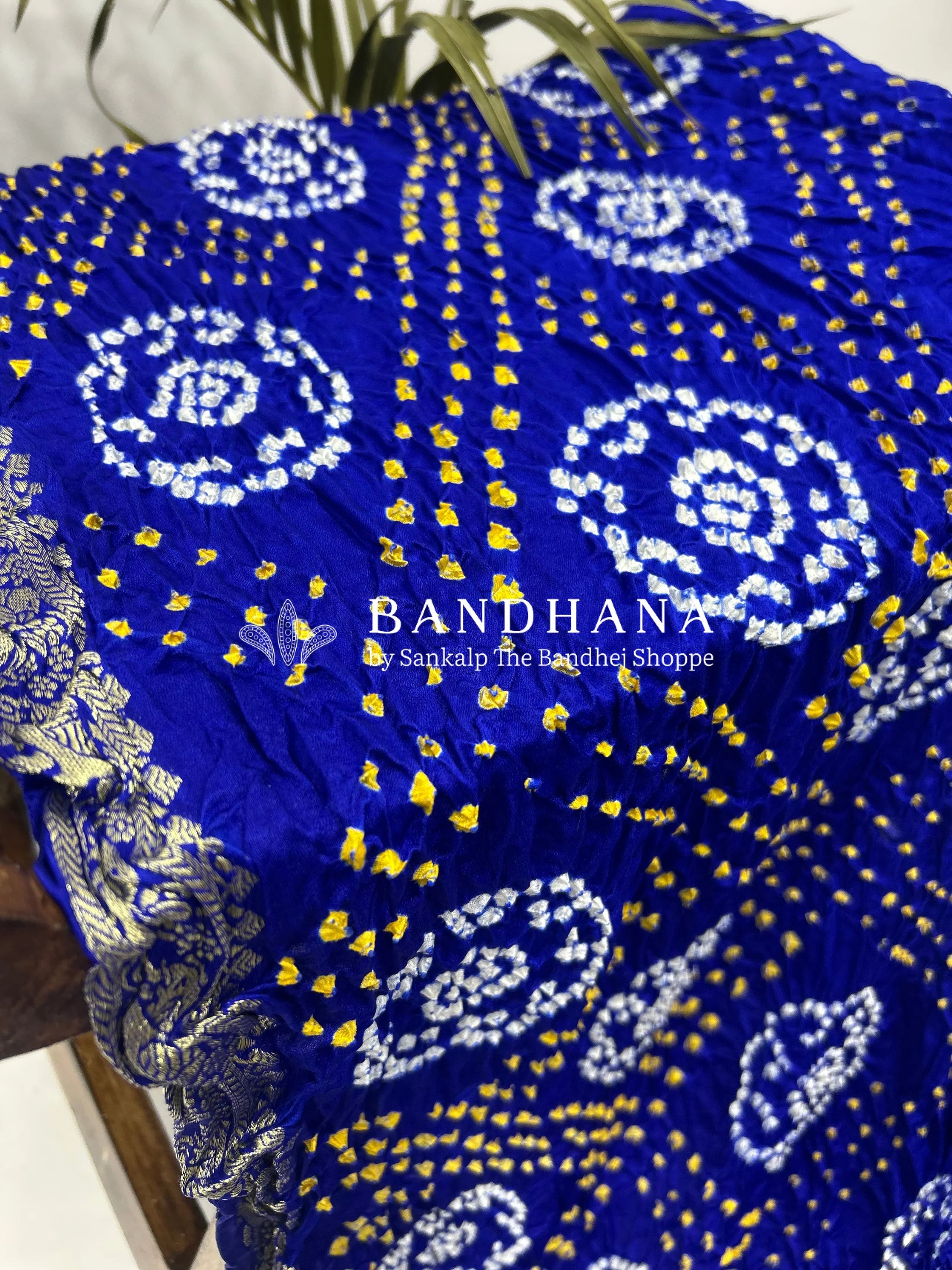 Traditions Unfold Royal Blue Banarasi Bandhani Saree Sarees